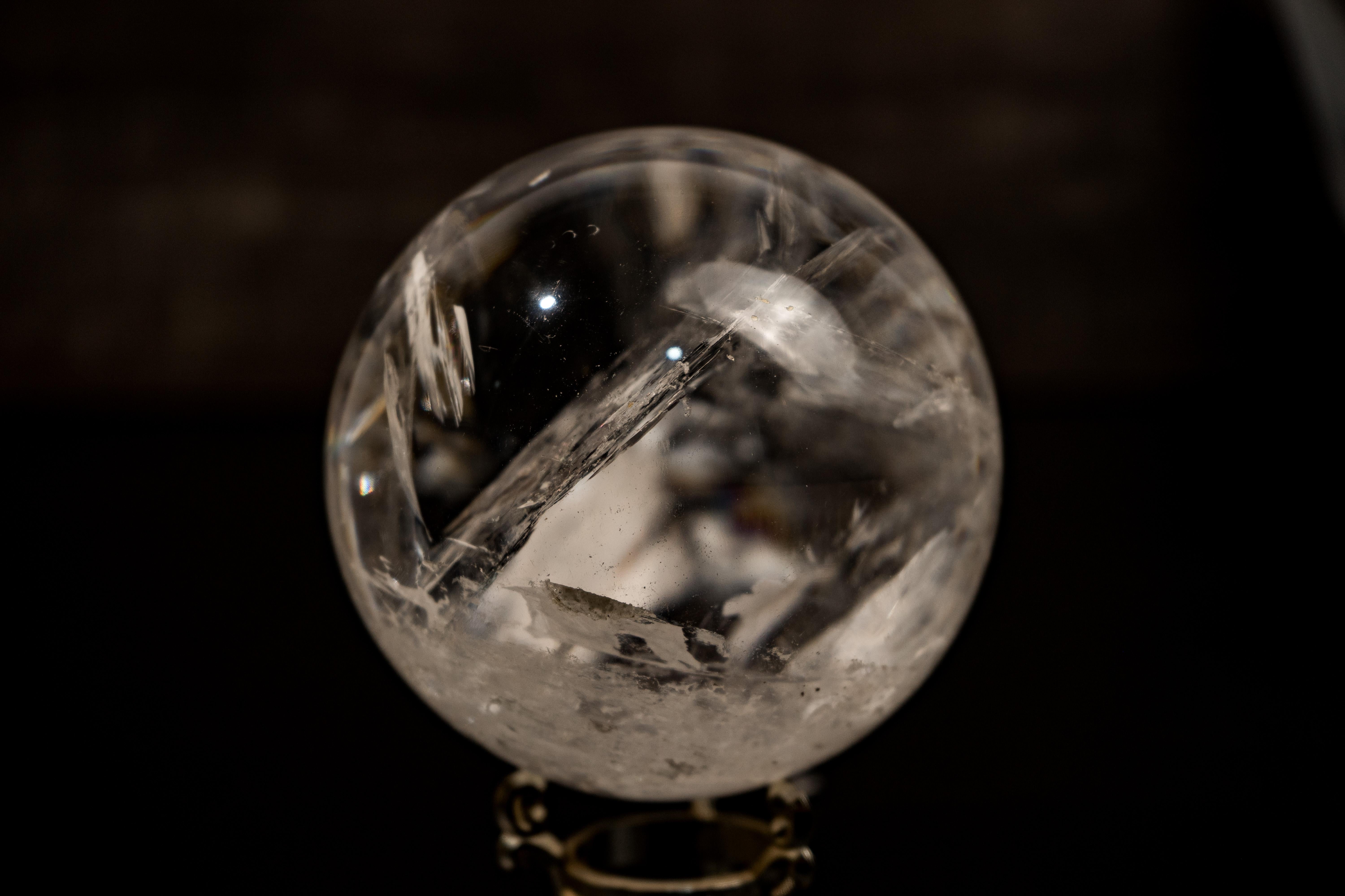 Large High-Grade Crystal Quartz Sphere with Stunning Rainbows For Sale 2