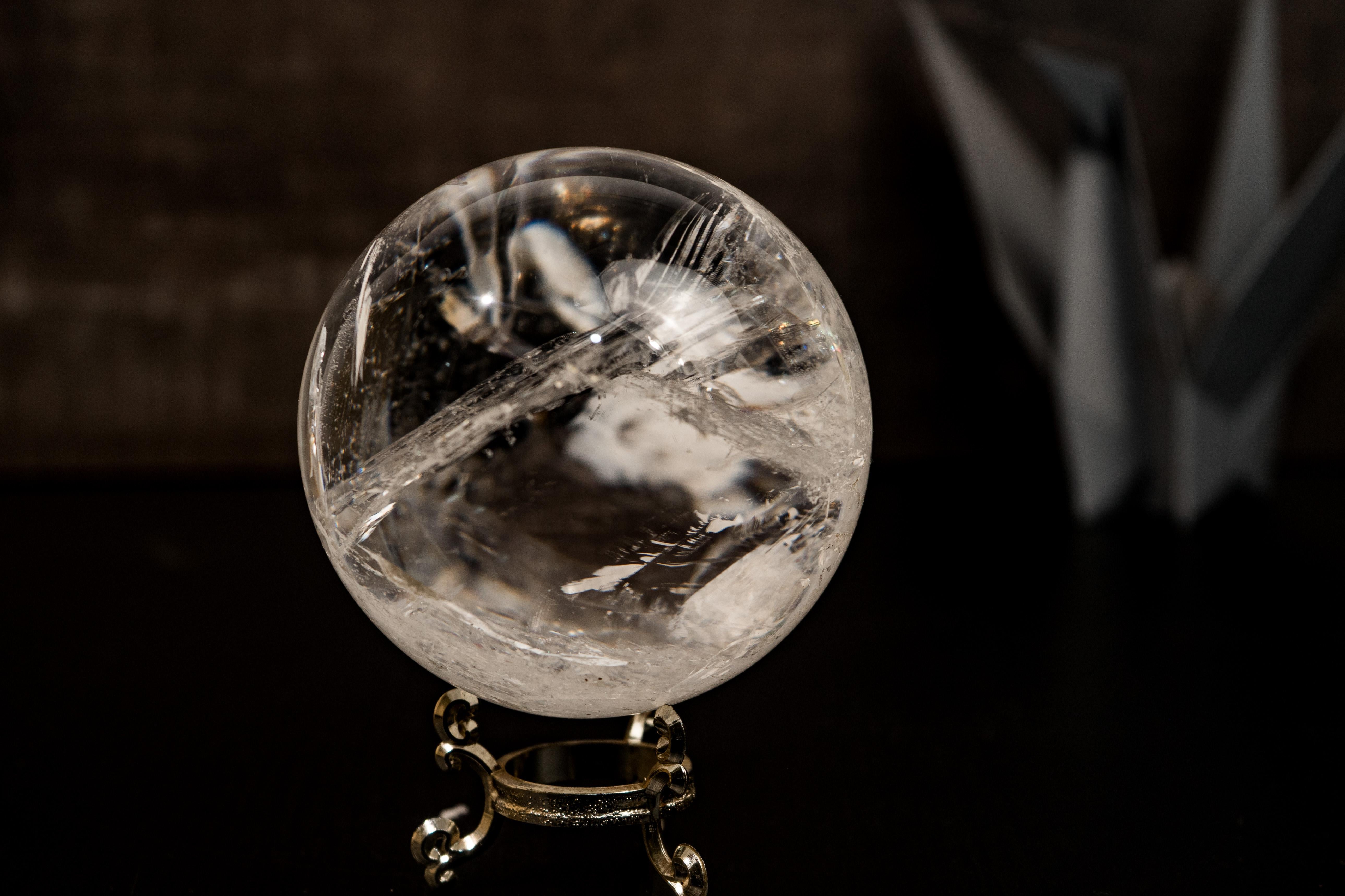 Large High-Grade Crystal Quartz Sphere with Stunning Rainbows For Sale 6