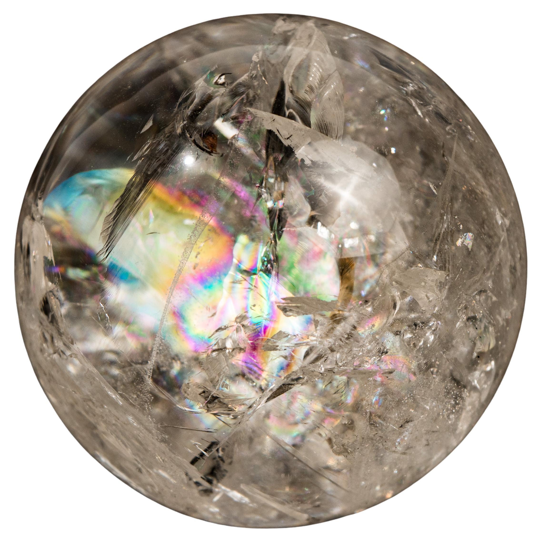 Epic Large Quartz Sphere with Rainbows For Sale