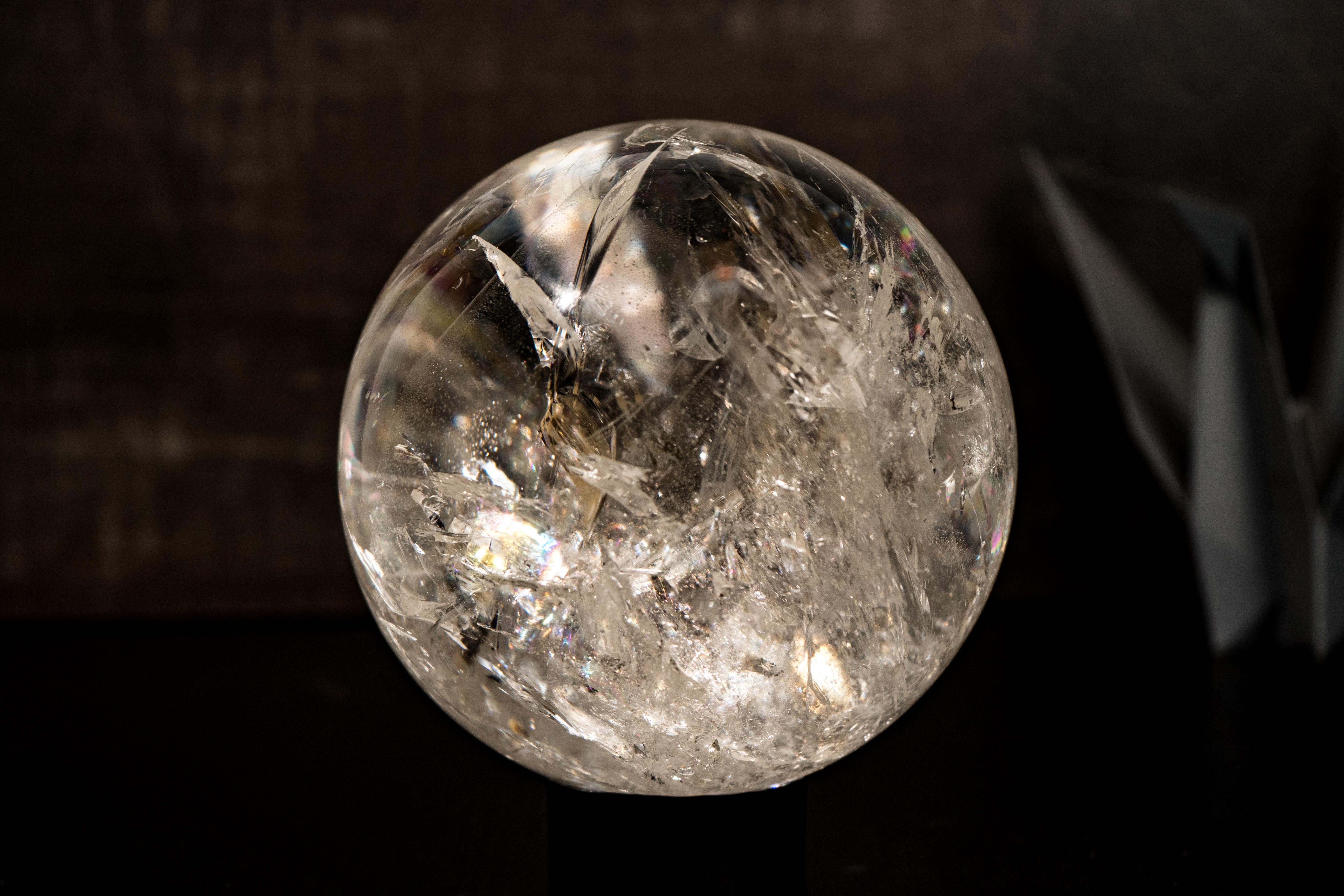 Brazilian Epic Large Quartz Sphere with Rainbows For Sale