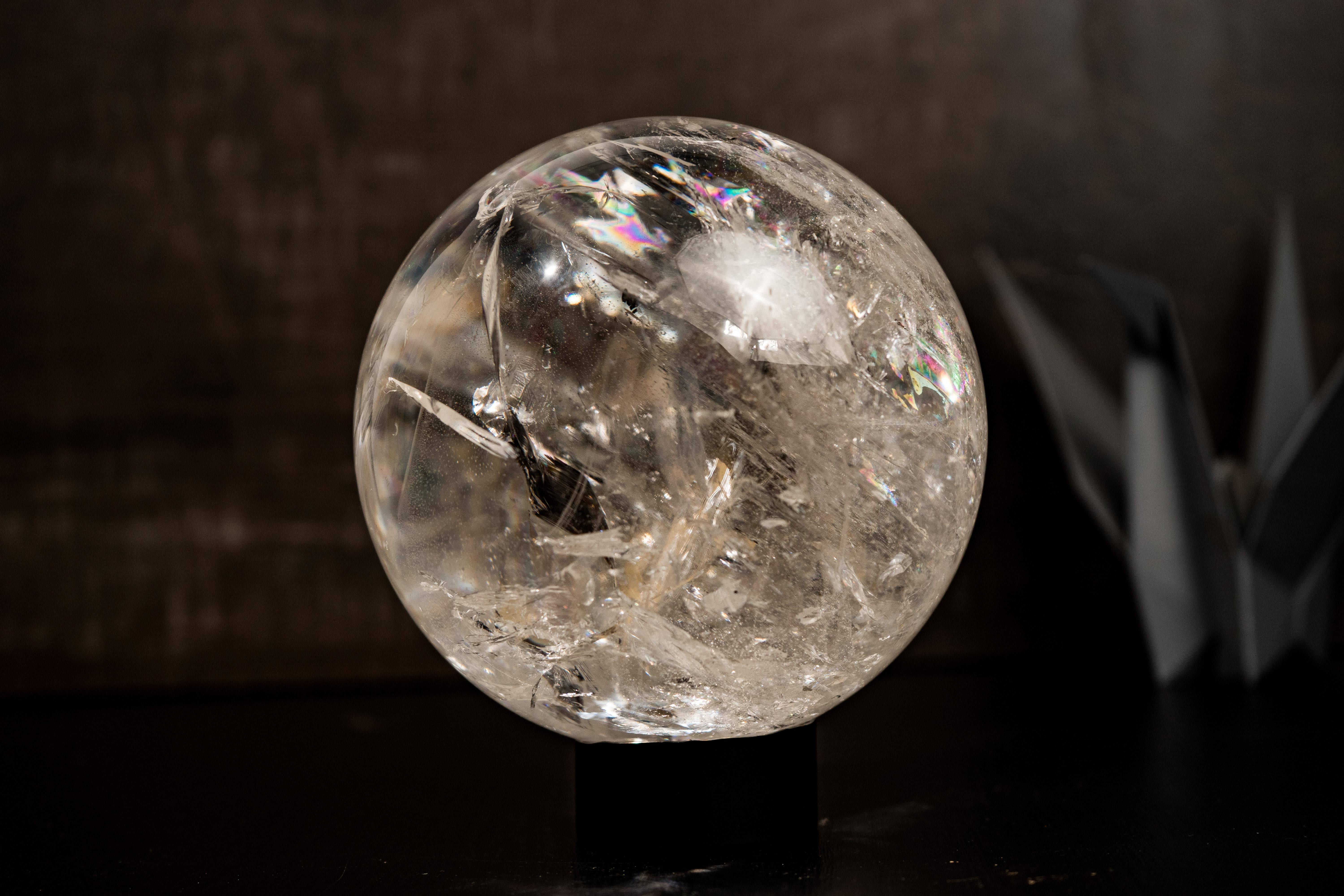 Epic Large Quartz Sphere with Rainbows For Sale 1