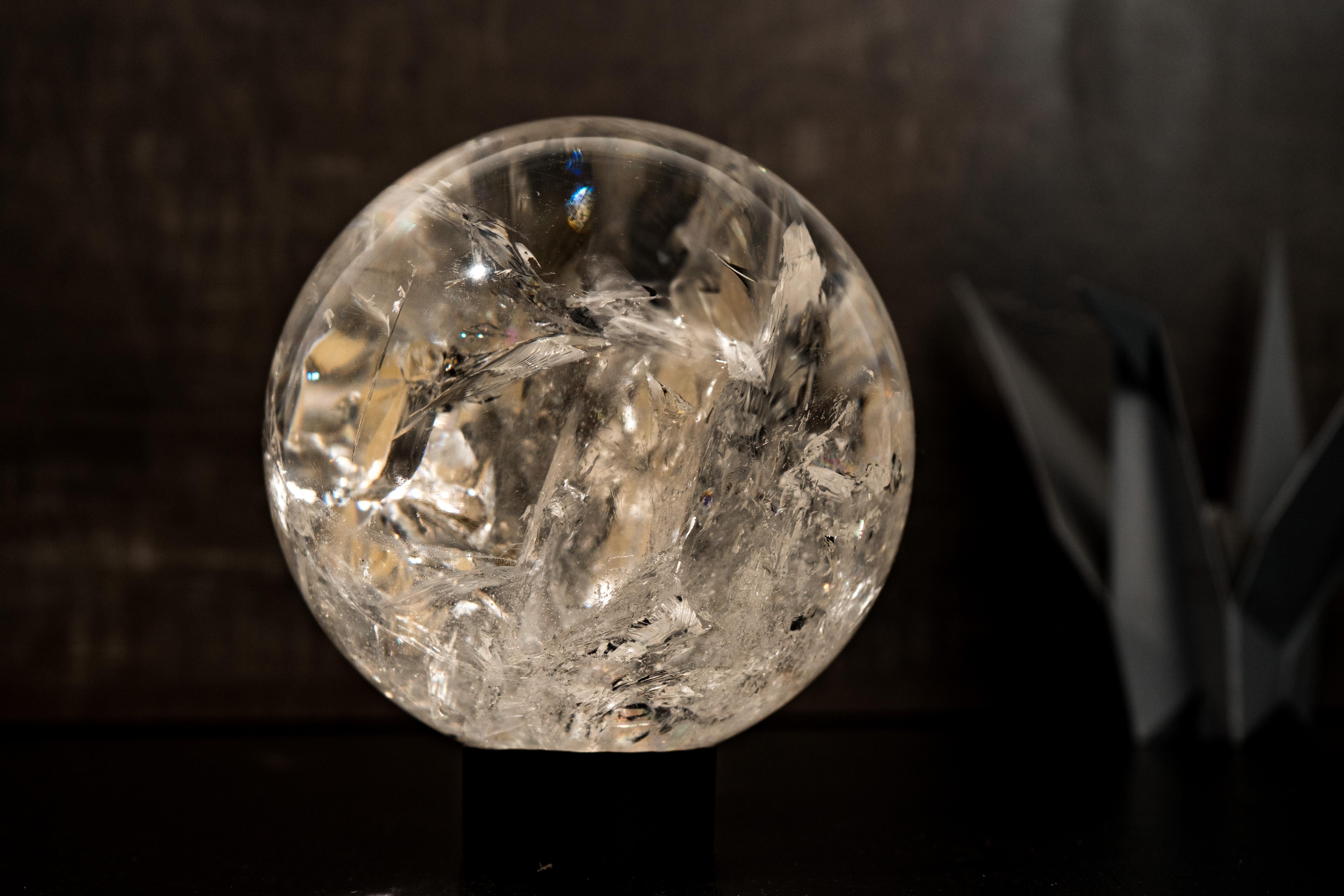 Epic Large Quartz Sphere with Rainbows For Sale 3