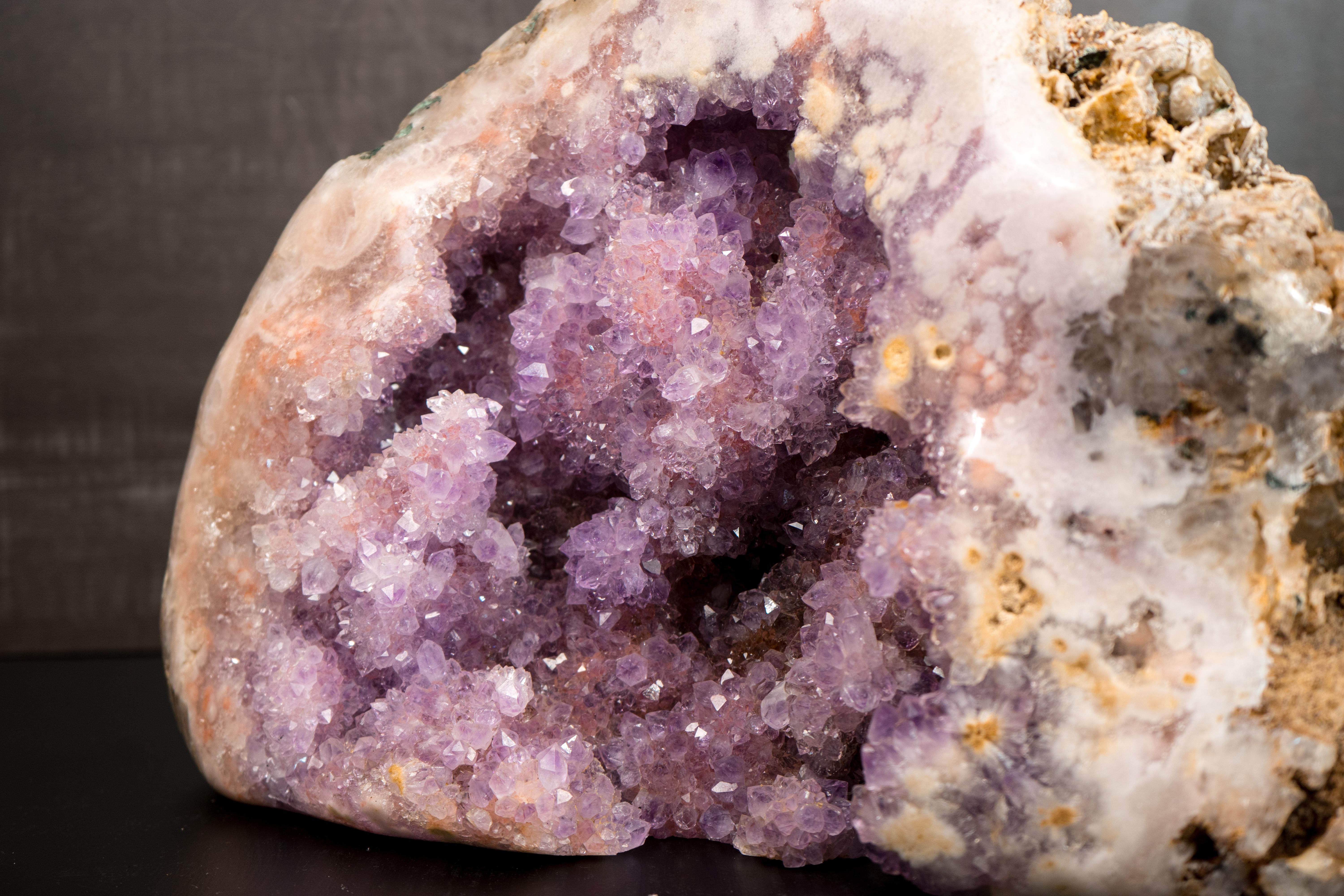 Brazilian Super Extra Pink & Purple Amethyst Geode with Sparkling Druzy For Sale
