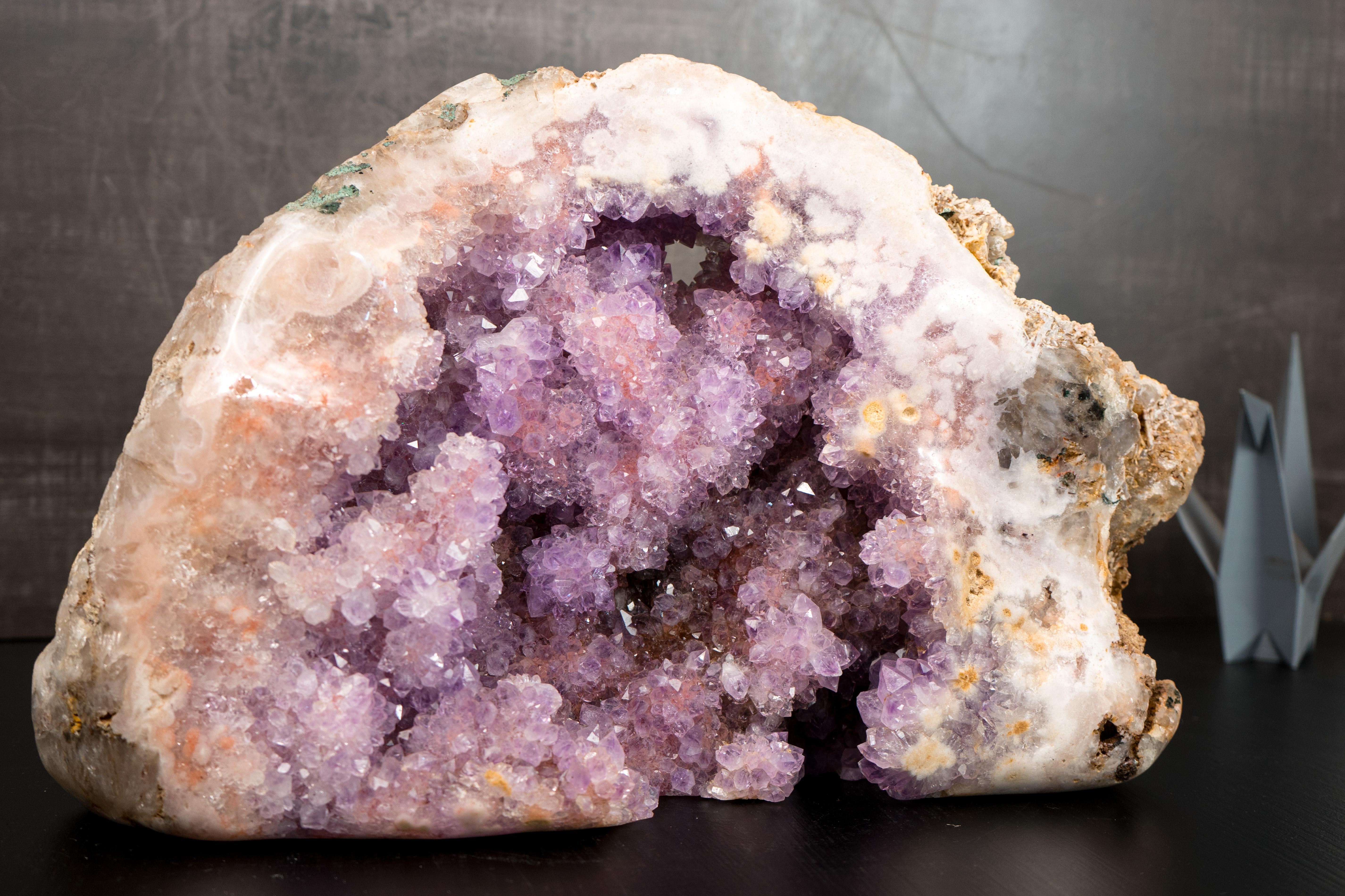Super Extra Pink & Purple Amethyst Geode with Sparkling Druzy For Sale 1