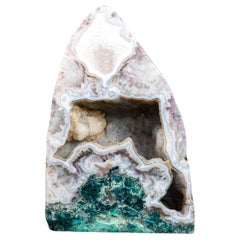 Rare White Agate with Crystal and Green Jasper Geode