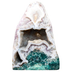 Rare White Agate Geode with Crystal and Green Jasper