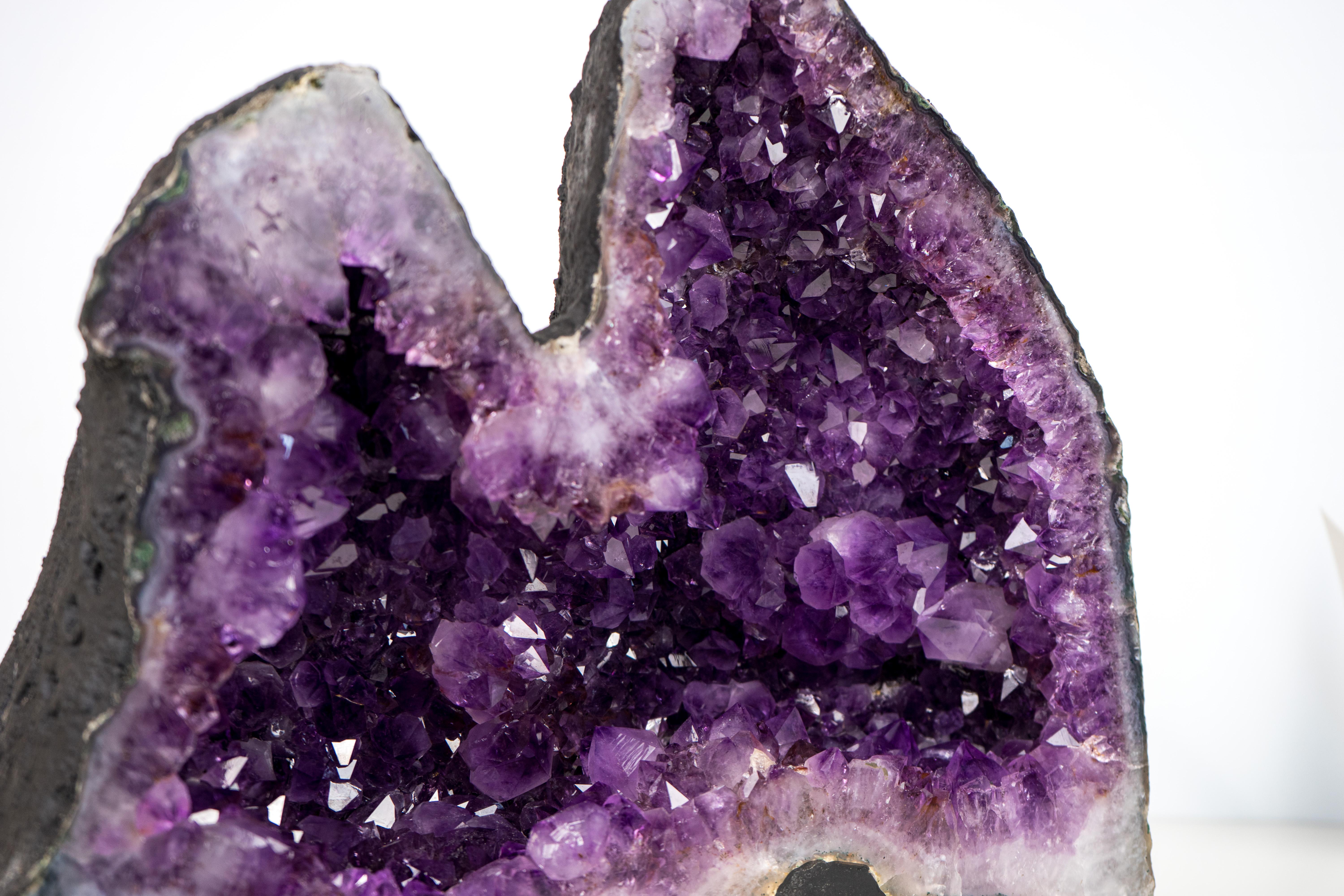 Twin Amethyst Geode Cave with Large, Deep Purple Druzy Crystals In New Condition For Sale In Ametista Do Sul, BR