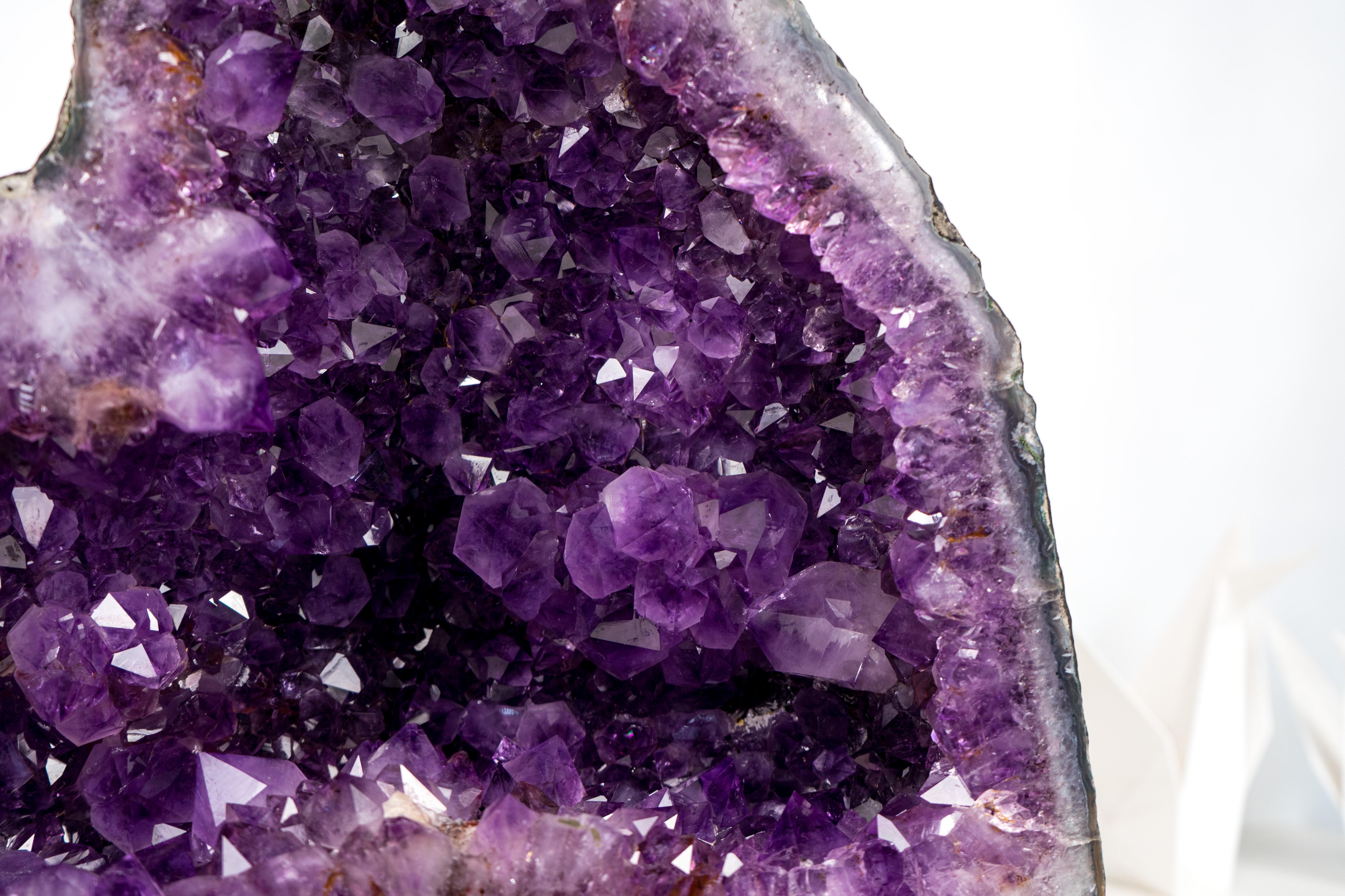 Twin Amethyst Geode Cave with Large, Deep Purple Druzy Crystals For Sale 2