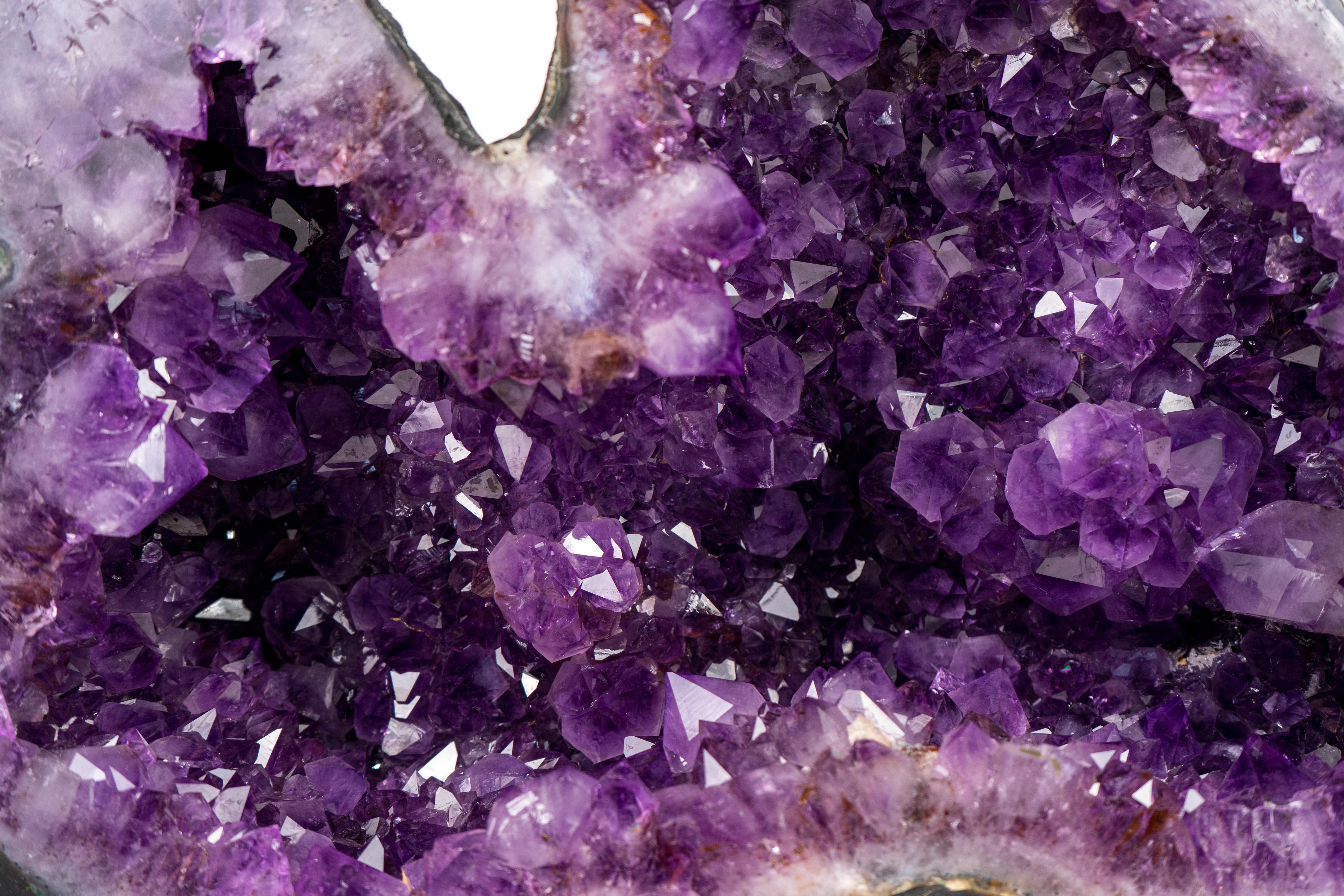 Twin Amethyst Geode Cave with Large, Deep Purple Druzy Crystals For Sale 3