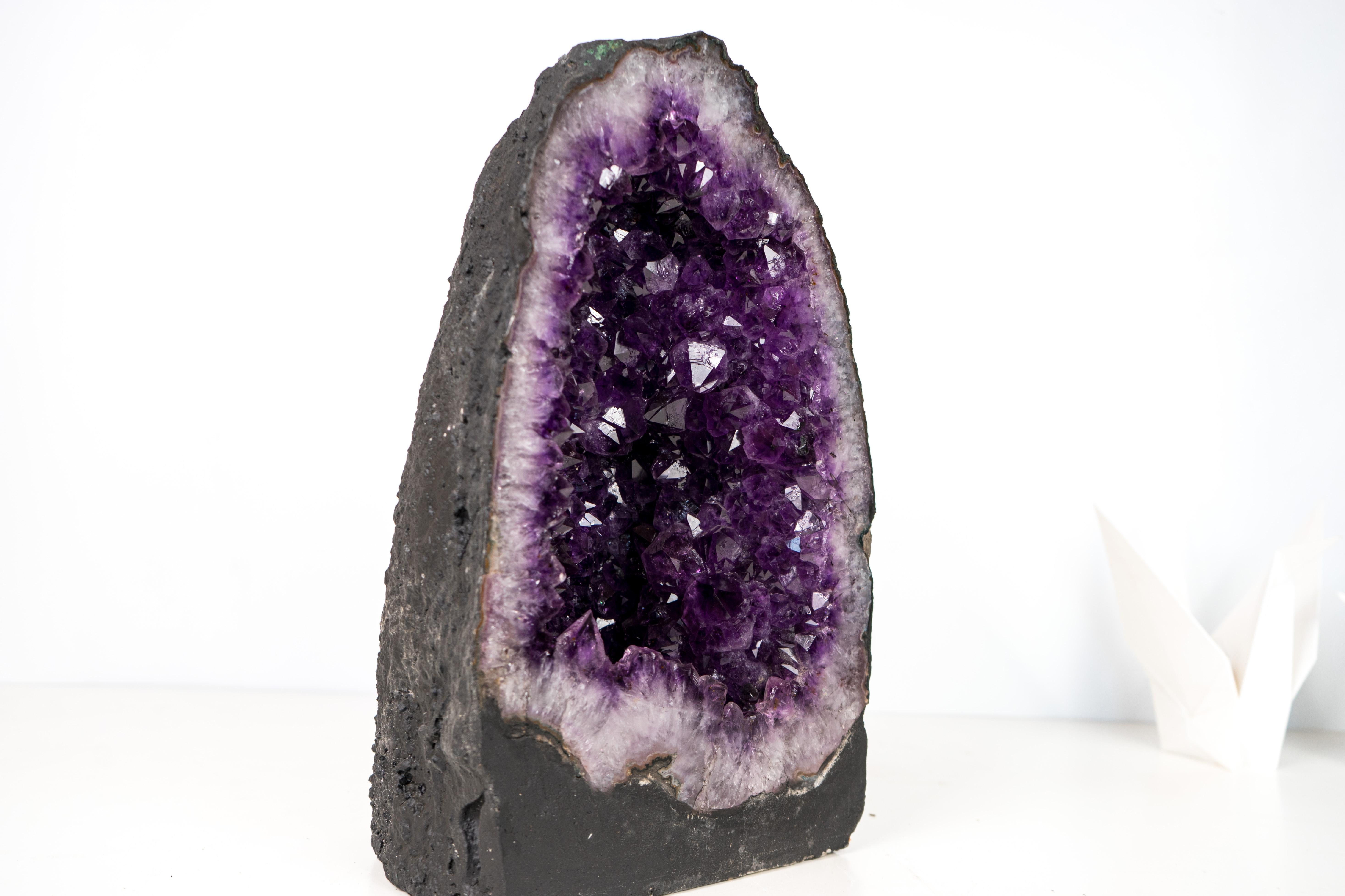 A stunning geode centerpiece with rich color and flawless crystal formation

▫️ Description

Beautifully formed with large, juicy deep purple points, this amethyst geode possesses all the qualities of a special-grade amethyst, along with the peace