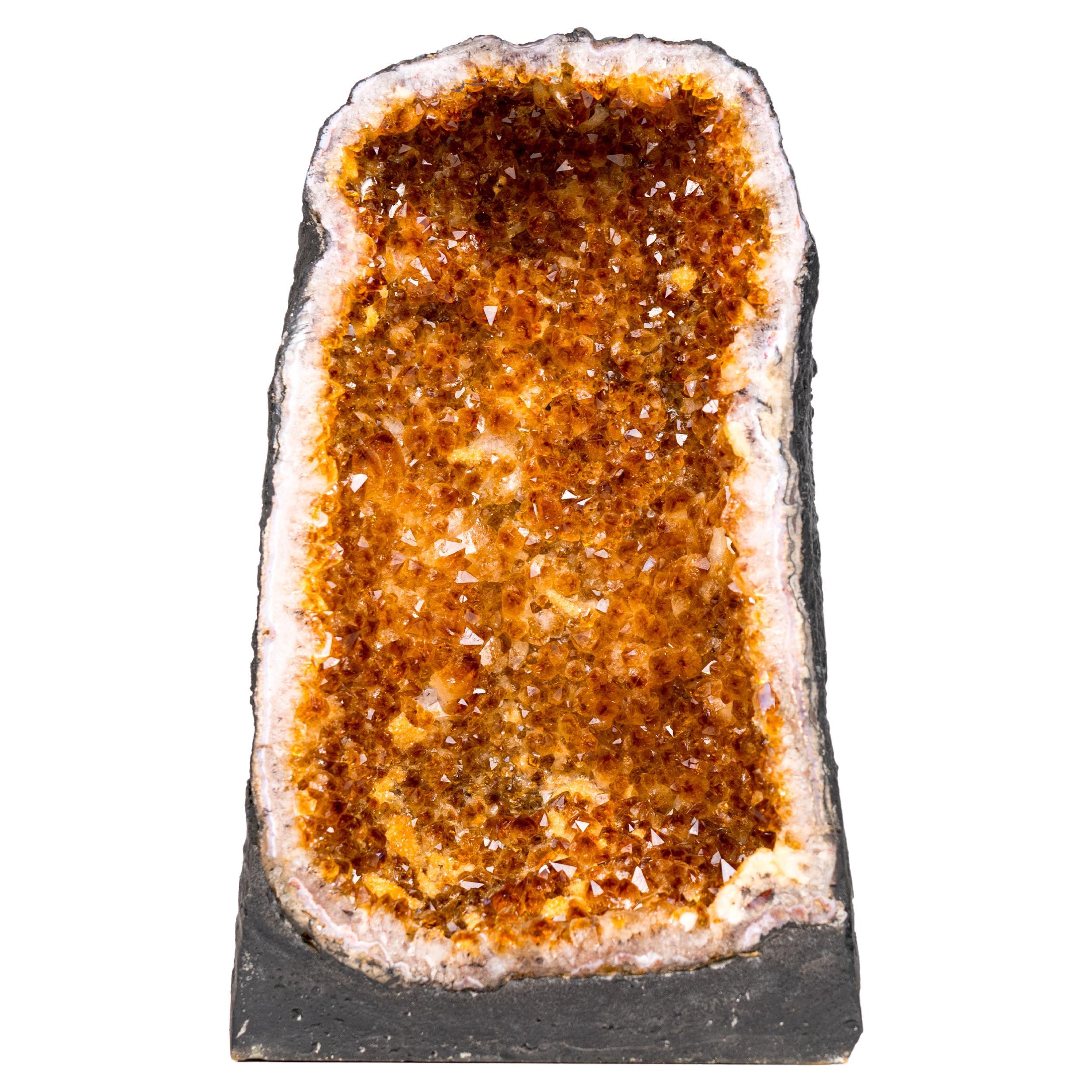 High-Grade Orange Citrine Geode Cathedral For Sale
