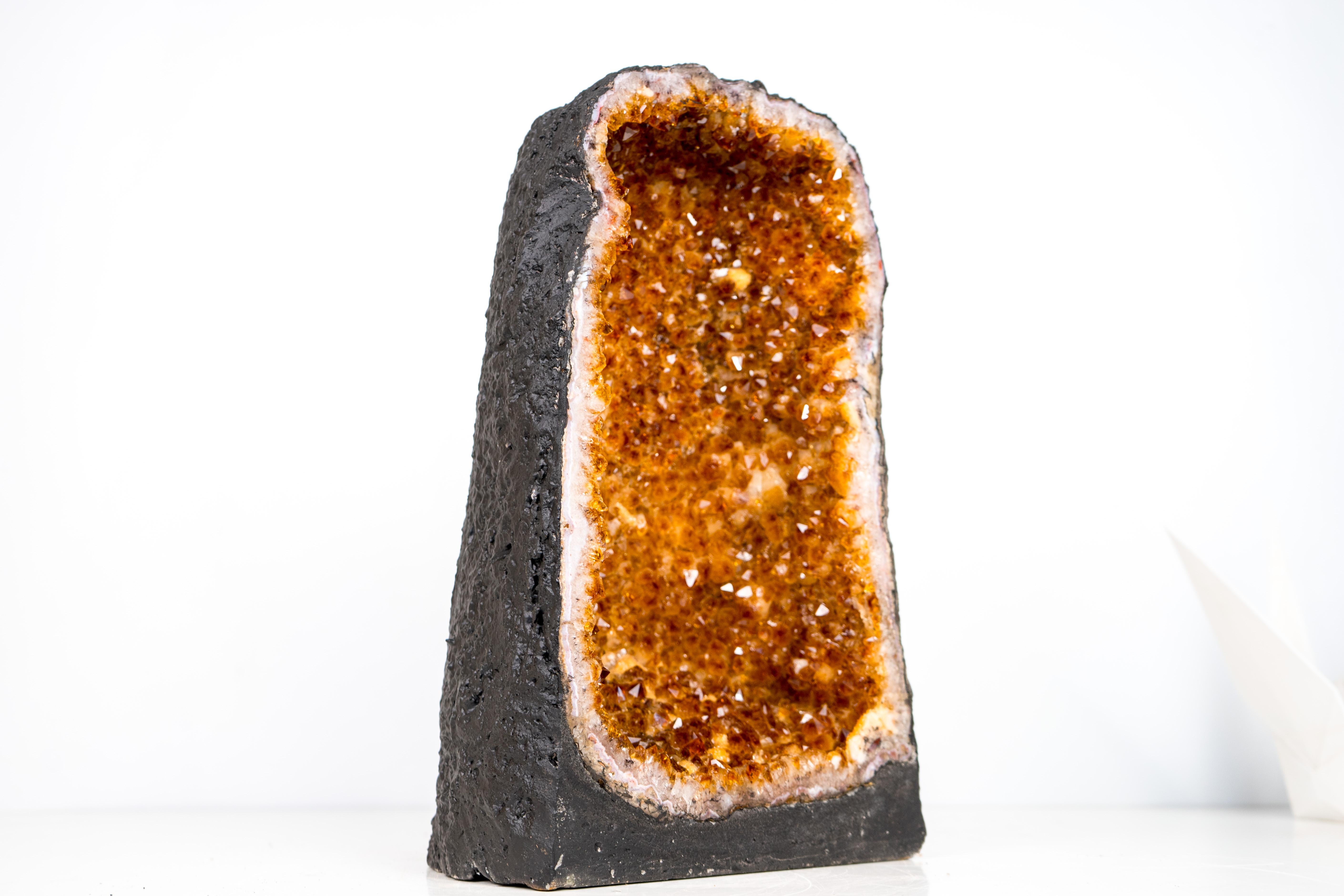 Contemporary High-Grade Orange Citrine Geode Cathedral For Sale