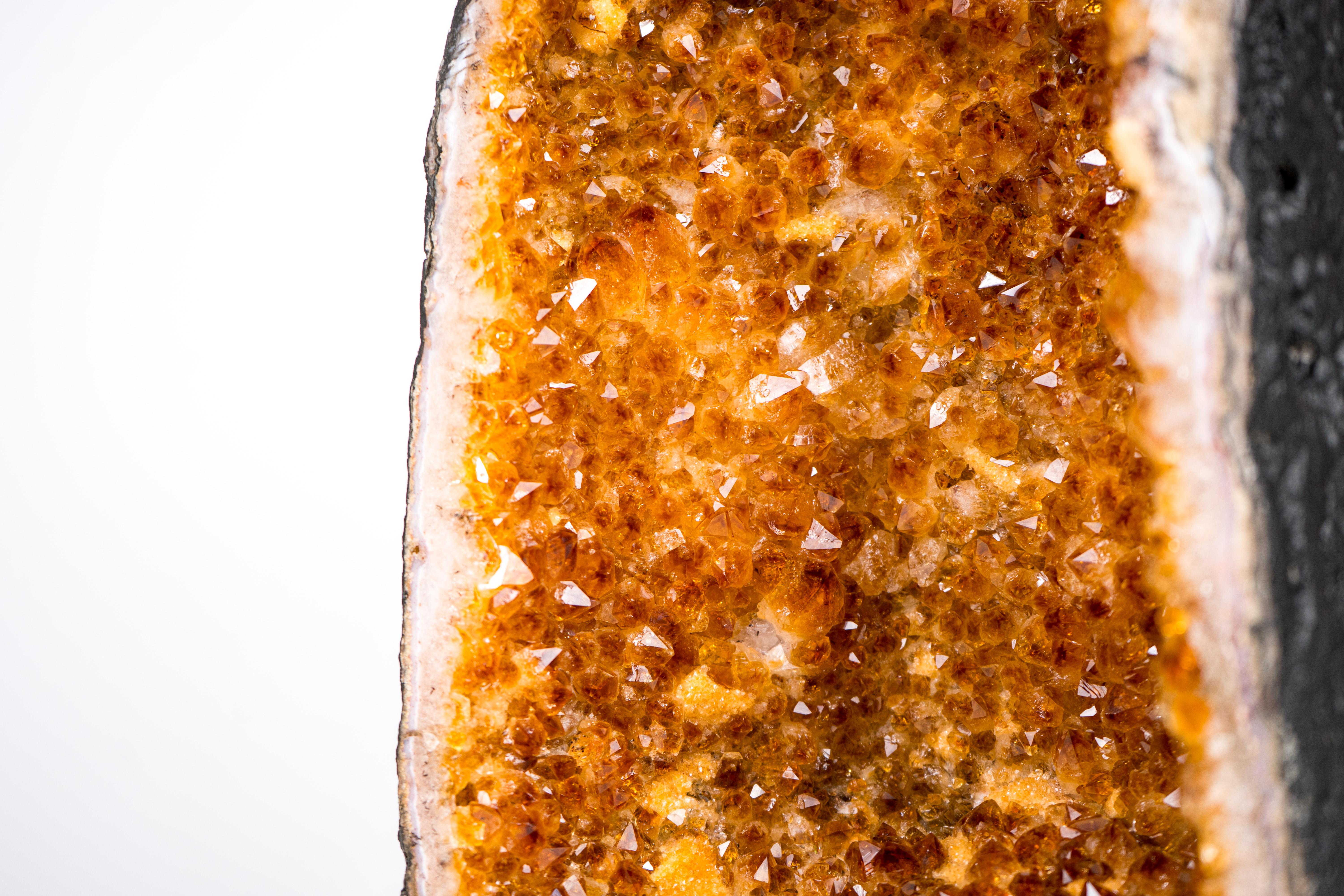 Brazilian High-Grade Orange Citrine Geode Cathedral For Sale