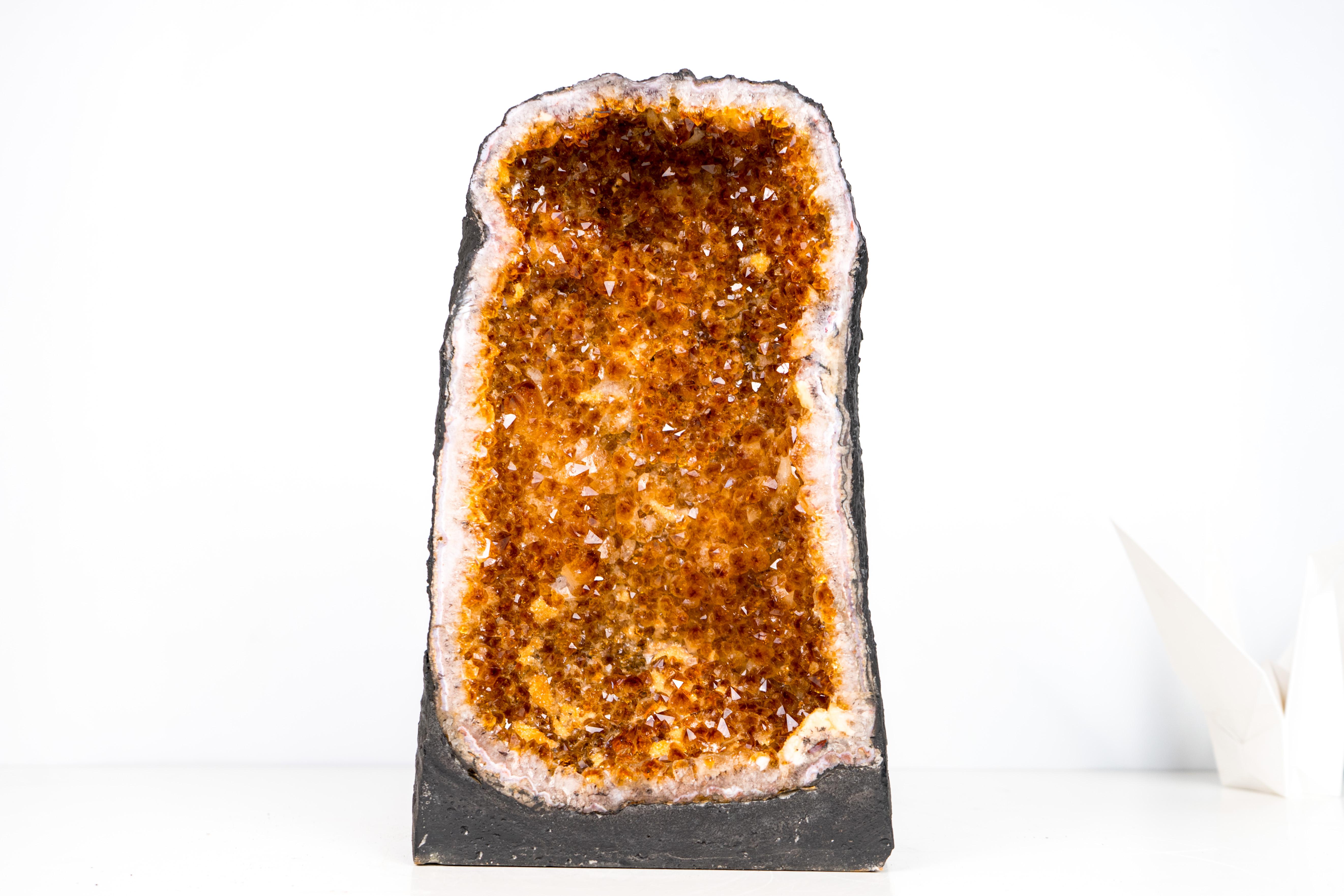 High-Grade Orange Citrine Geode Cathedral For Sale 4