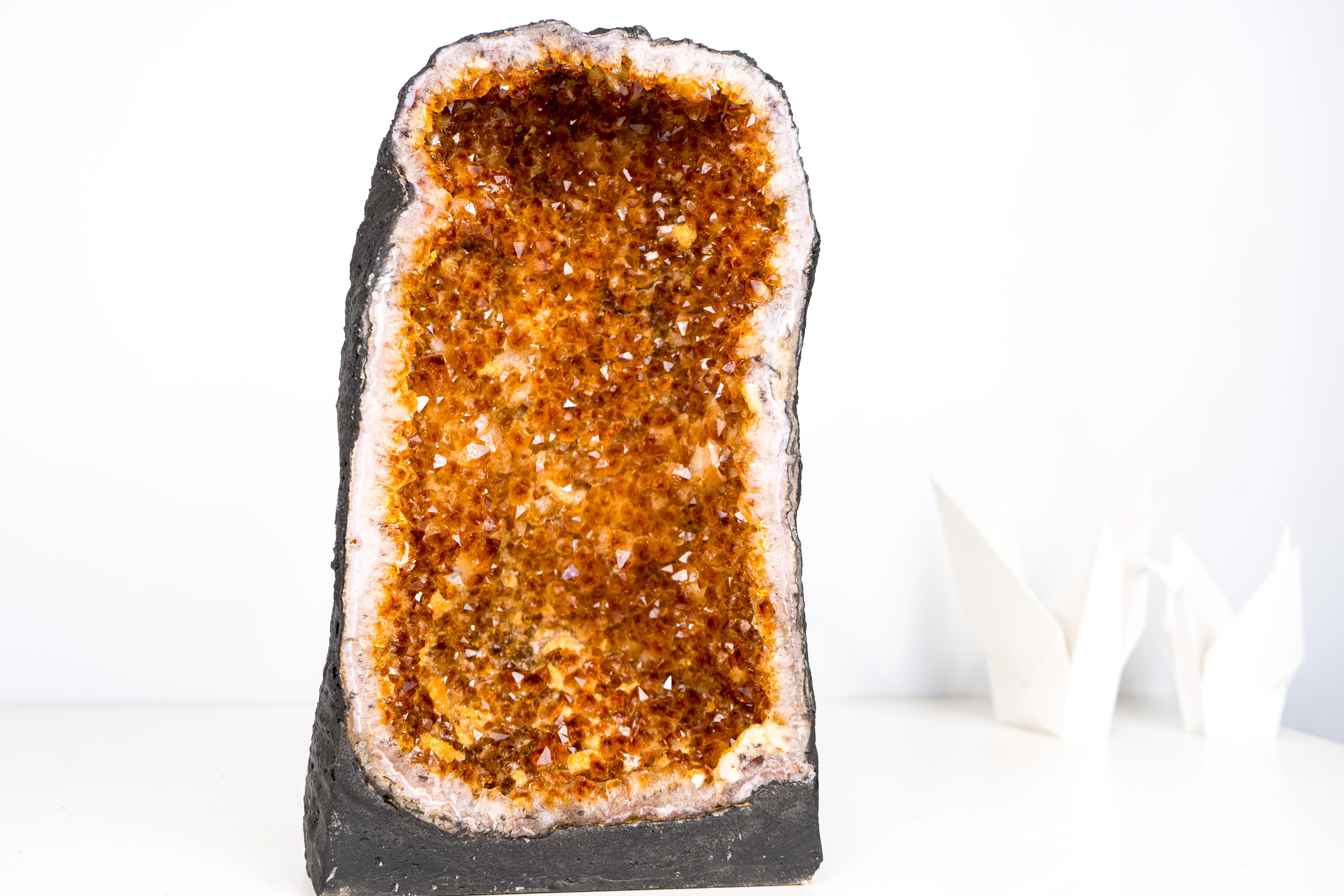 High-Grade Orange Citrine Geode Cathedral For Sale 3