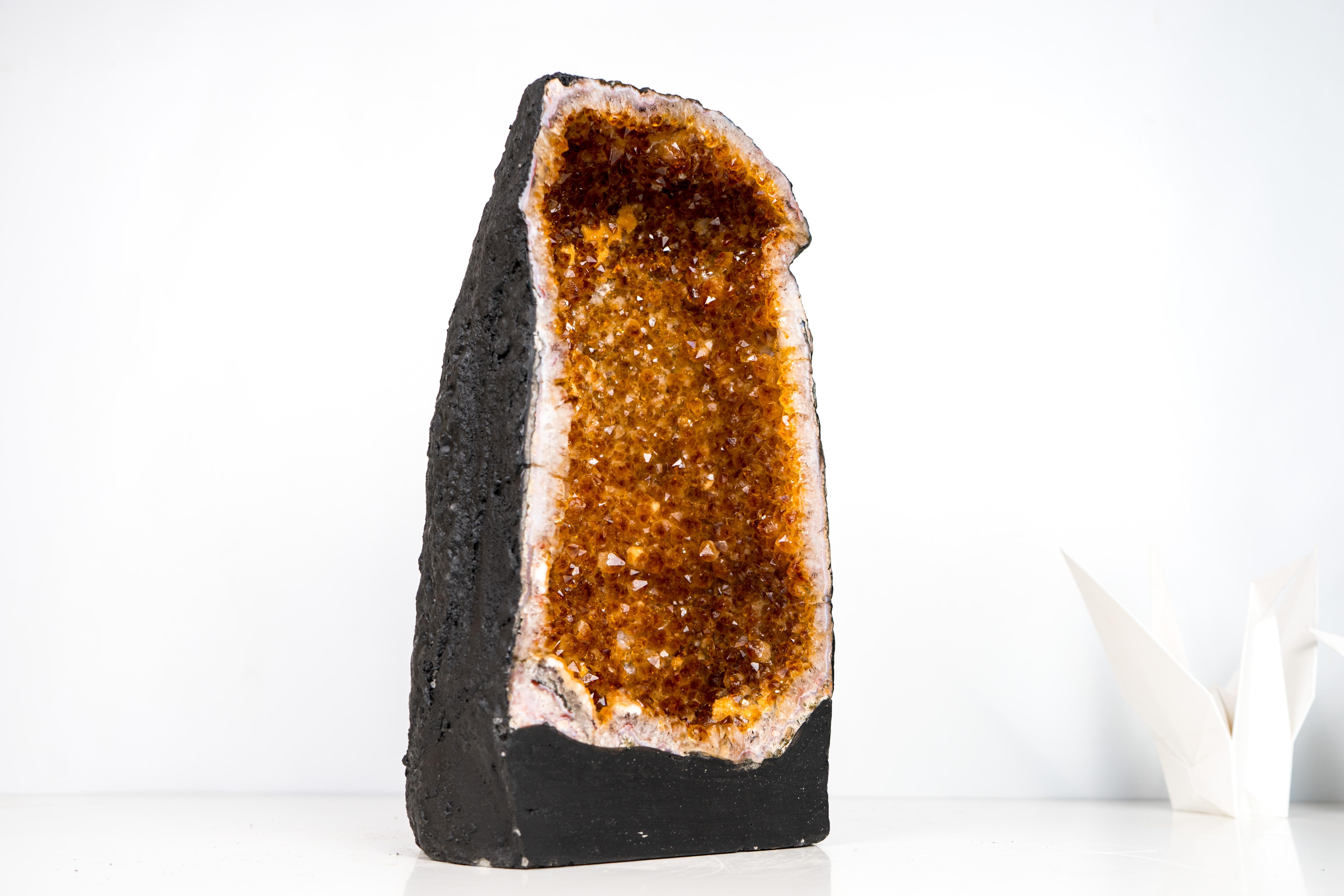 Cristallo Geode cattedrale di Citrino arancione dorato di alta qualità in vendita