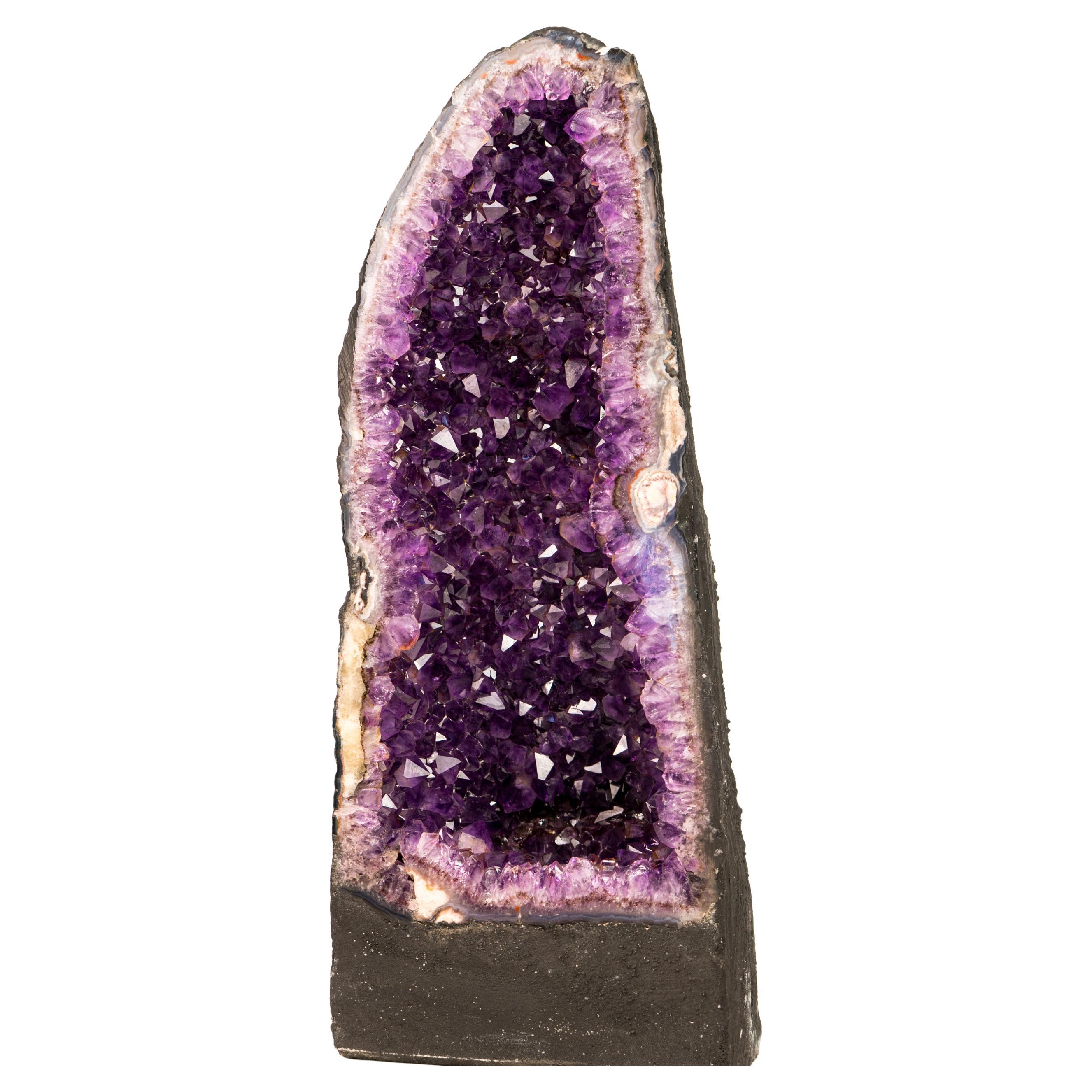 Stunning Amethyst Geode Cathedral with Large Sparkly Deep Violet-Purple Crystals