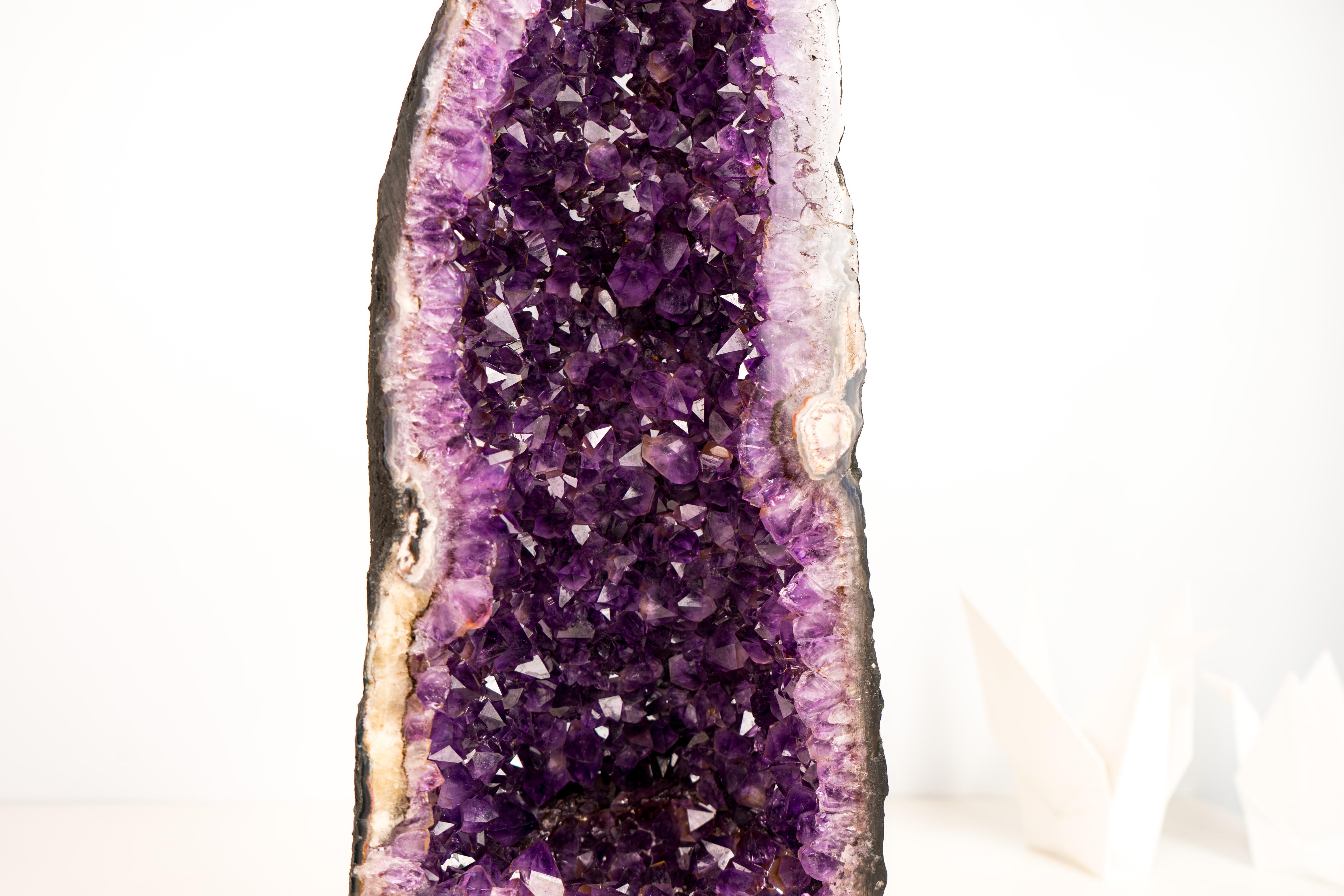 Stunning Amethyst Geode Cathedral with Large Sparkly Deep Violet-Purple Crystals For Sale 1