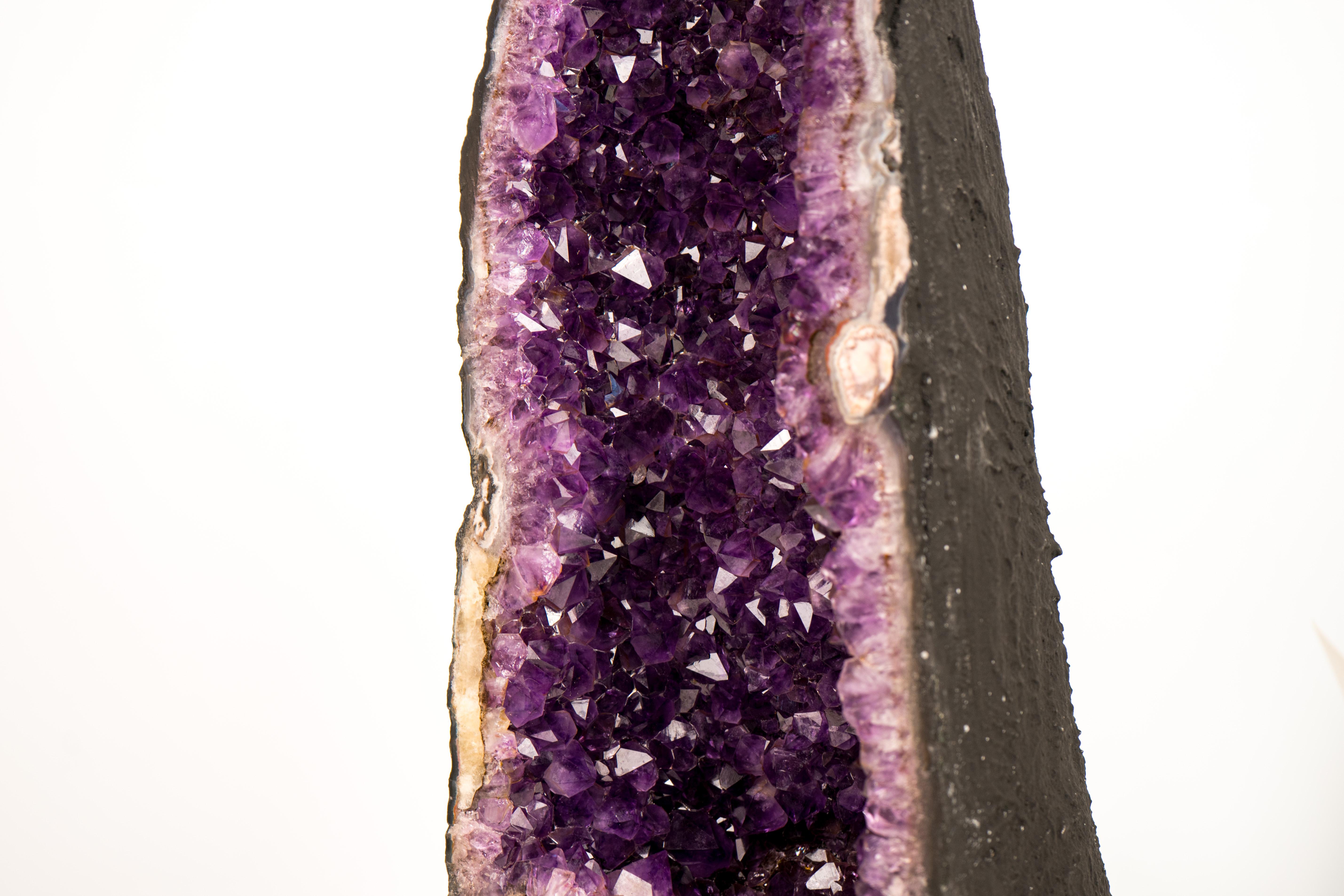 Stunning Amethyst Geode Cathedral with Large Sparkly Deep Violet-Purple Crystals For Sale 3