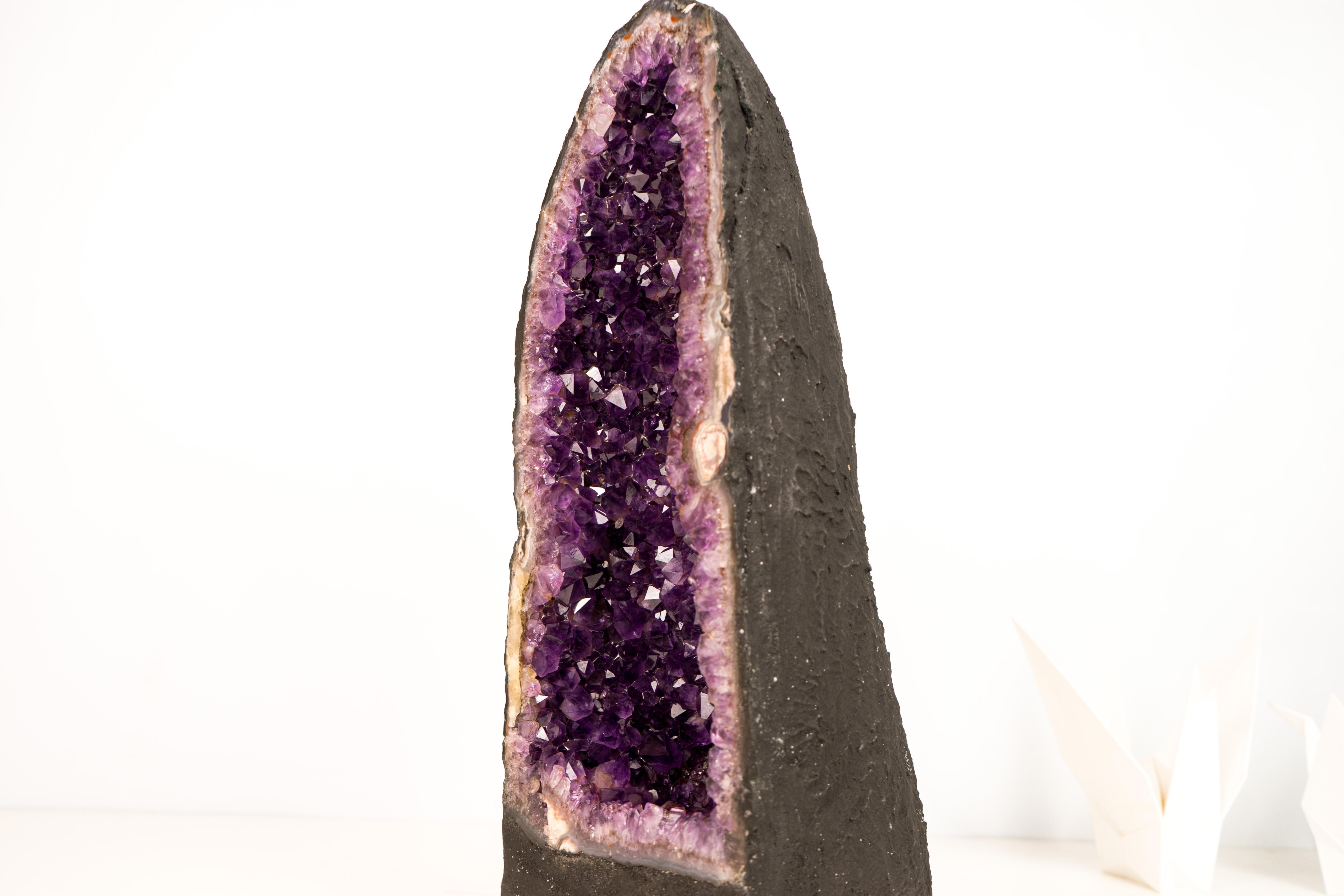 Stunning Amethyst Geode Cathedral with Large Sparkly Deep Violet-Purple Crystals For Sale 4