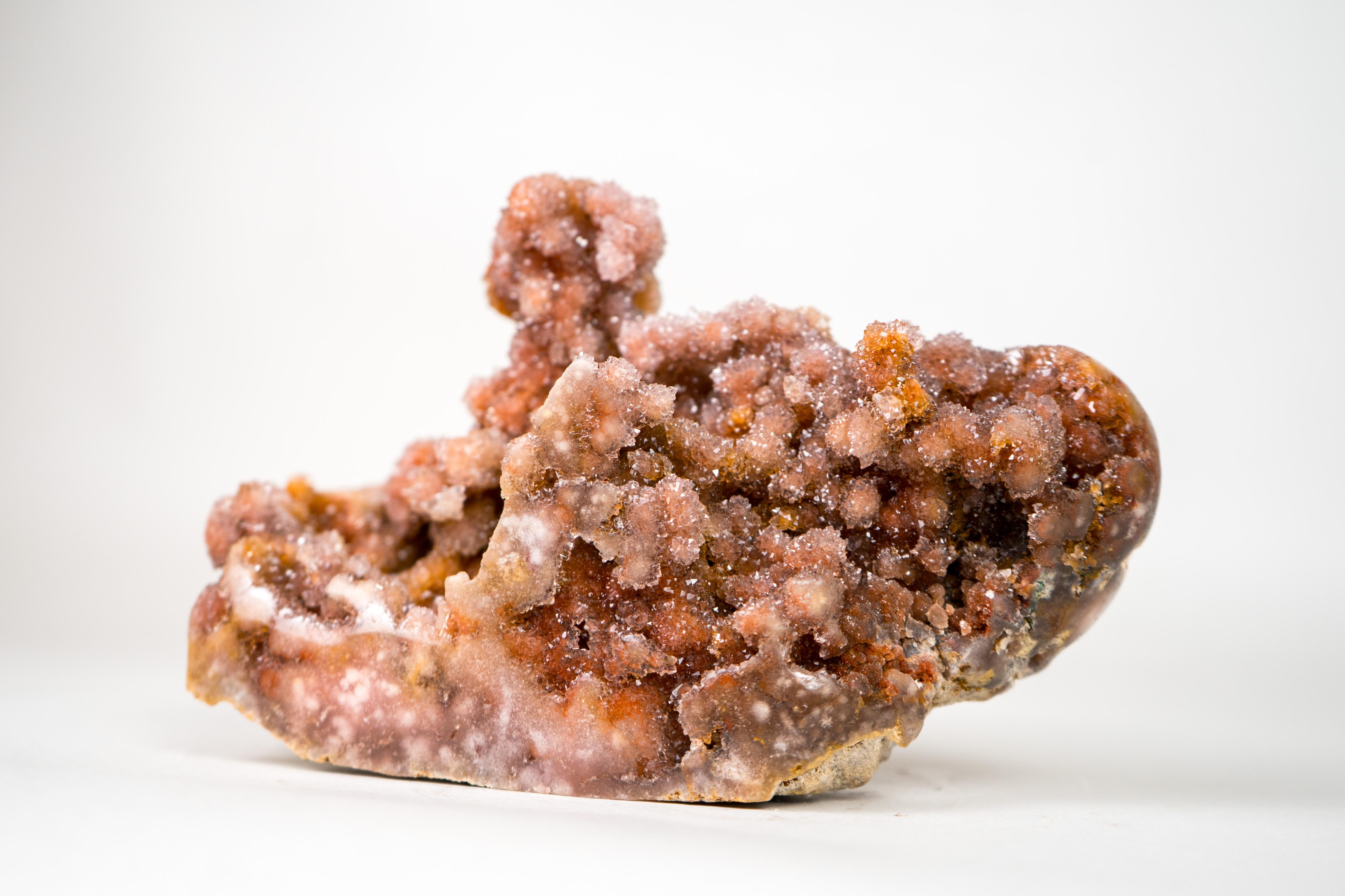 Rare Sculptural Pink Amethyst Geode with Red Galaxy Druzy For Sale 1