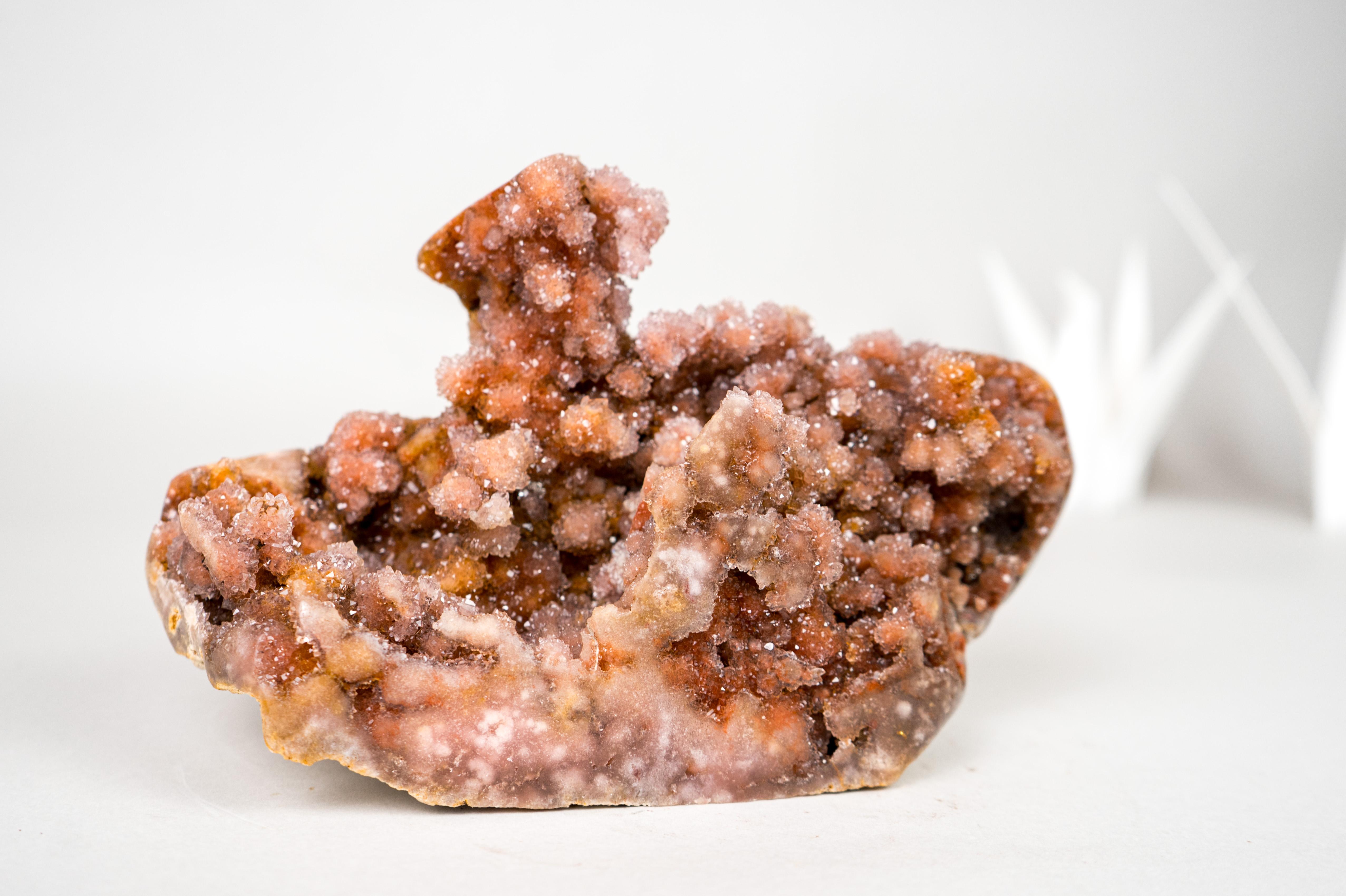 Crystal Rare Sculptural Pink Amethyst Geode with Red Galaxy Druzy For Sale