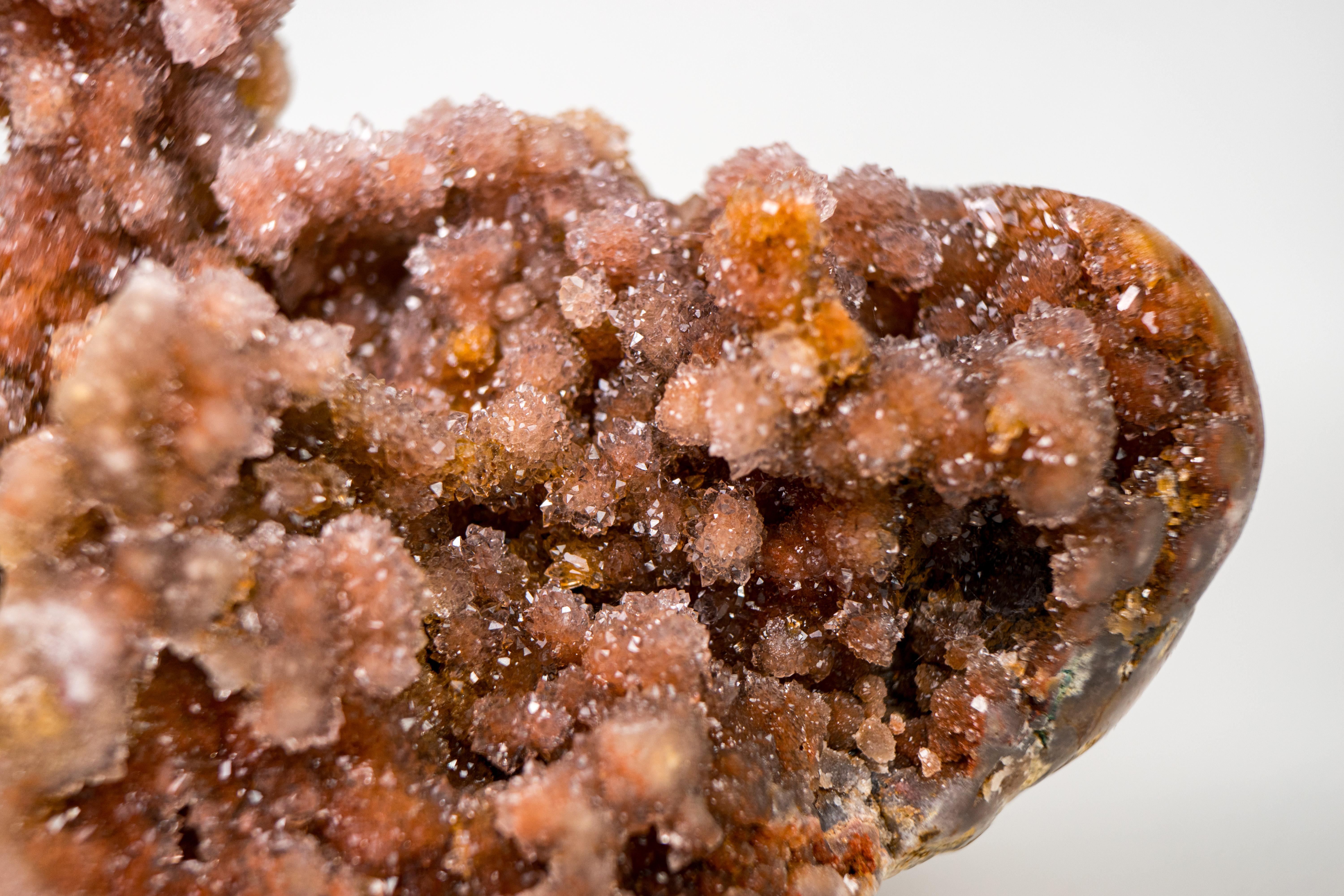 Contemporary Rare Sculptural Pink Amethyst Geode with Red Galaxy Druzy For Sale