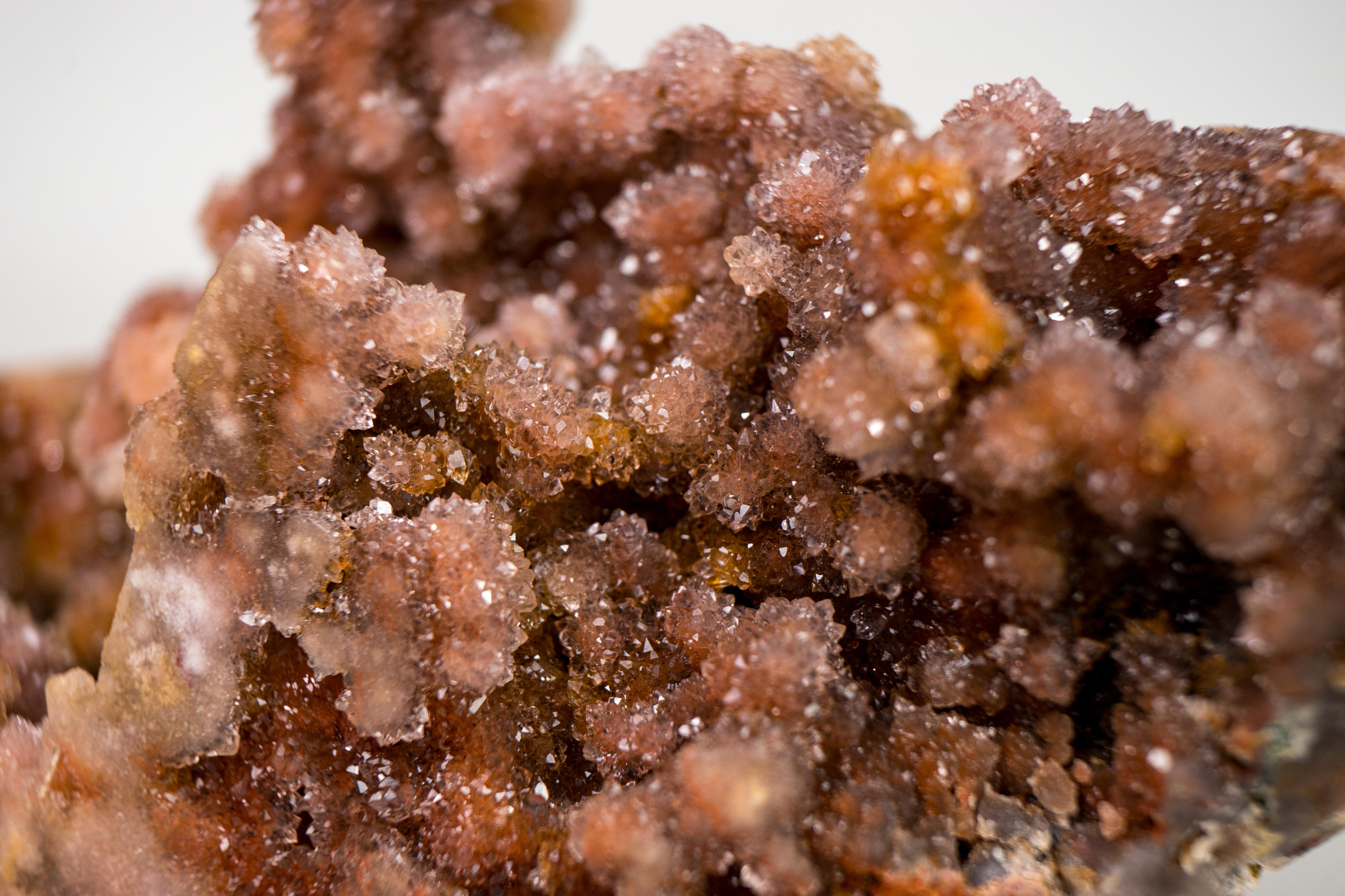 Brazilian Rare Sculptural Pink Amethyst Geode with Red Galaxy Druzy For Sale