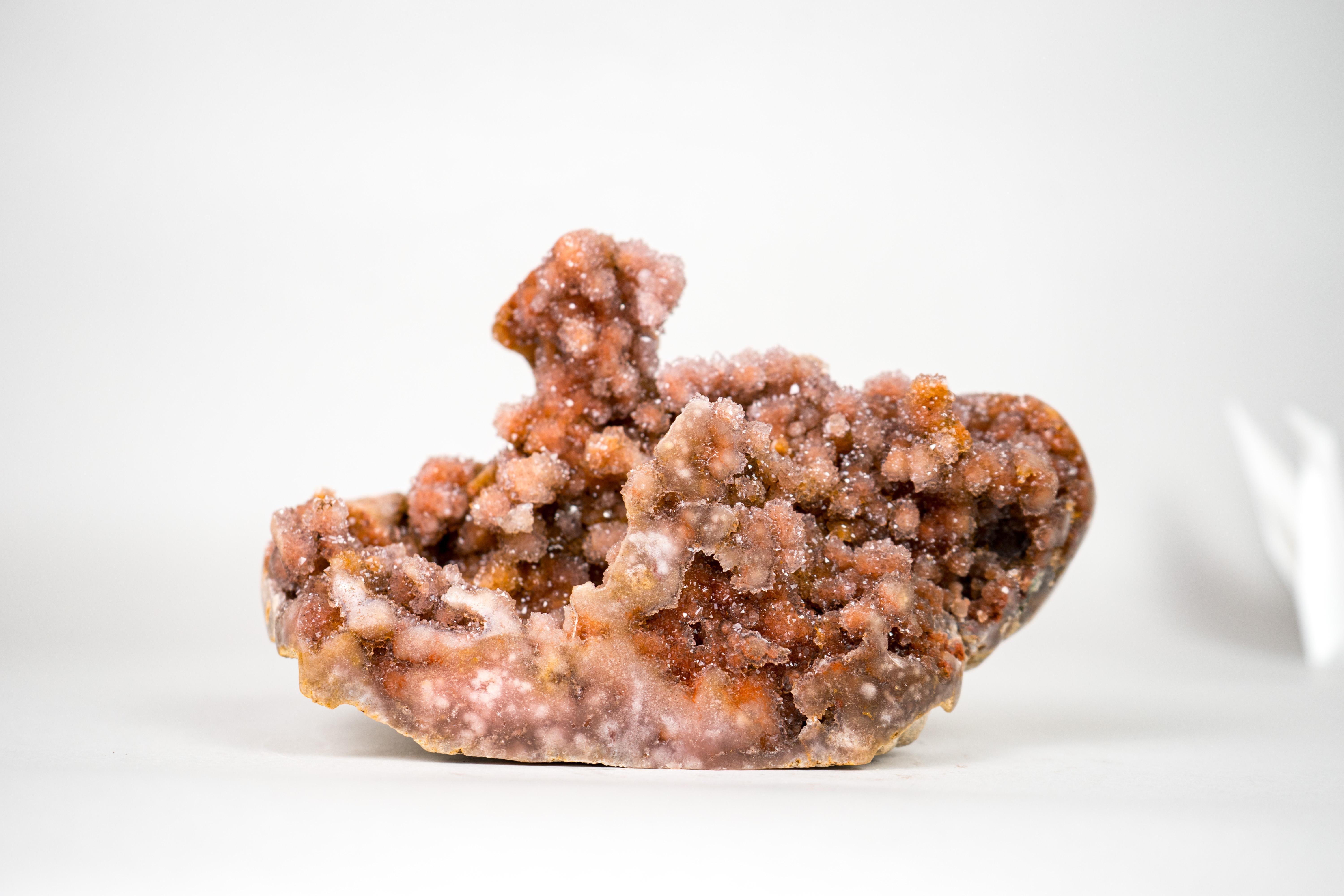 Rare Sculptural Pink Amethyst Geode with Red Galaxy Druzy For Sale 2