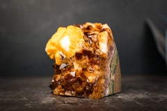 Madeira Citrine Cluster with Large Sculptural Calcite Crystal