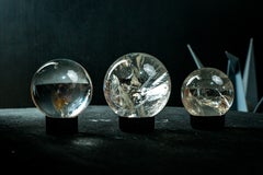 Set of 3 Water-Clear Lemurian Quartz Spheres