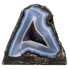Small Agate Geode with Lace Agate Druzy and Blue Banded Agate