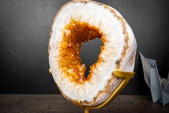 Golden Citrine Portal Crystal with White Agate Frame