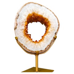 Golden Citrine Portal Crystal with White Agate Frame