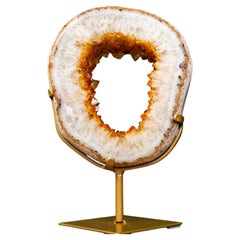 Golden Citrine Portal Geode with White Agate Frame