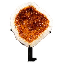 AAA-Grade All-Natural Madeira Citrine Geode with Sparkling Orange Crystal Points