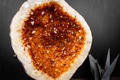 AAA-Grade All-Natural Madeira Citrine Geode with Sparkling Orange Crystal Points