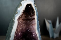 Rare Blue Lace Agate Geode with White Banding & Galaxy Amethyst Druzy