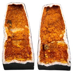 Large Pair of AAA Citrine Cathedral Geodes