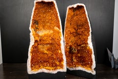 Large Pair of AAA Citrine Cathedral Geodes
