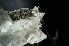 Large Water-Clear Gypsum var. Selenite Crystal Cluster on Matrix