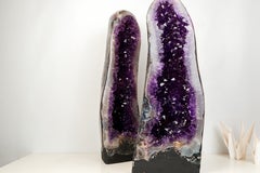 Pair of Large AAA-Grade Amethyst Cathedral Geodes