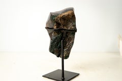 Rara agata nera con drusa a forma di galassia e rara inclusione rossa ricca di ferro