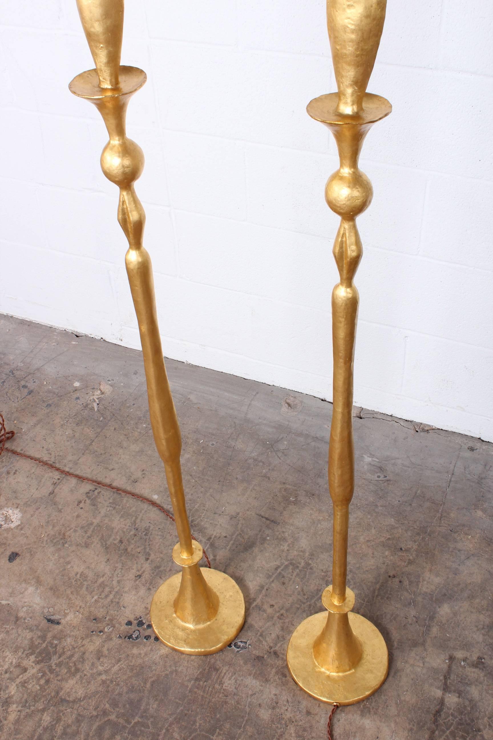 Pair of Gilded Bronze Floor Lamps by Alberto Giacometti 1