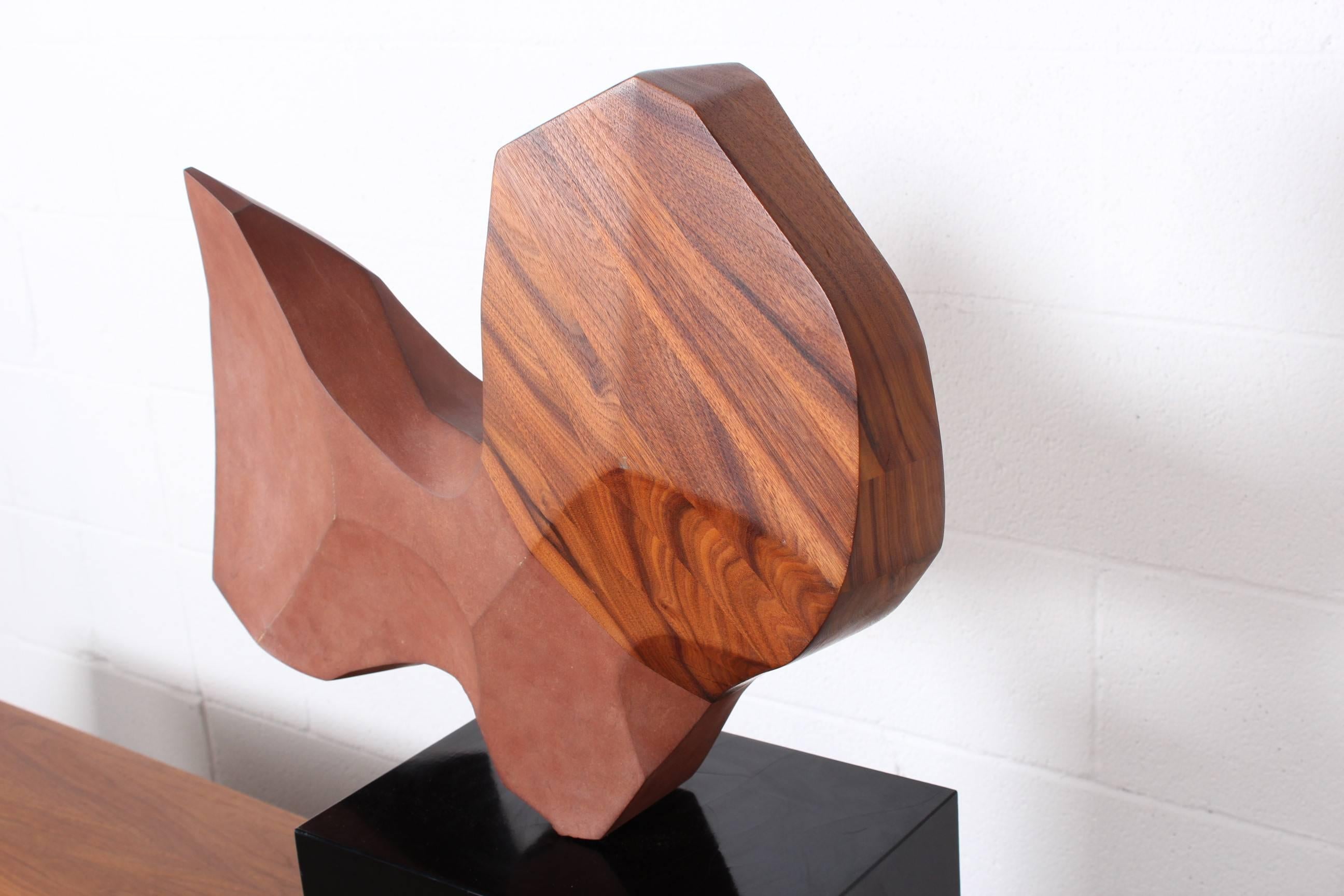 Large Stone and Walnut Sculpture  1
