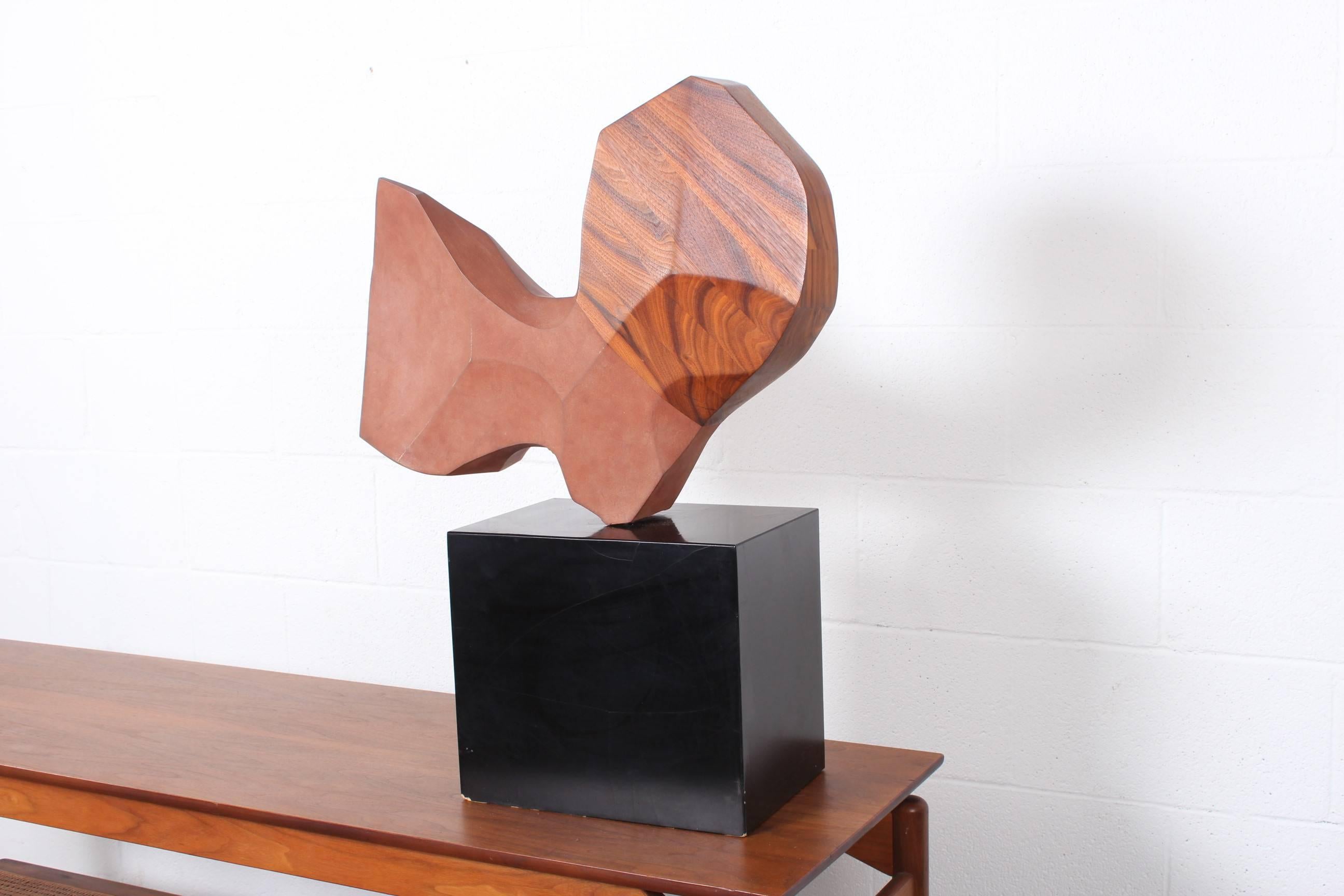 Large Stone and Walnut Sculpture  5