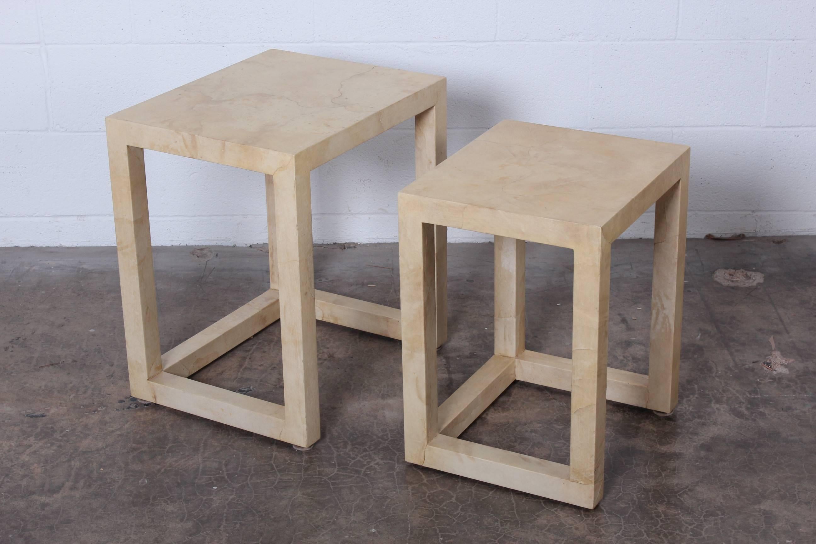 Parchment Nesting Tables by Karl Springer In Good Condition In Dallas, TX
