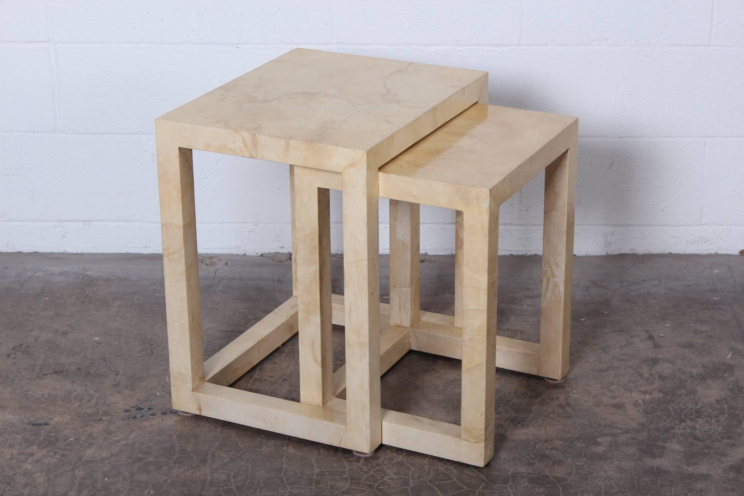 Parchment Nesting Tables by Karl Springer 1