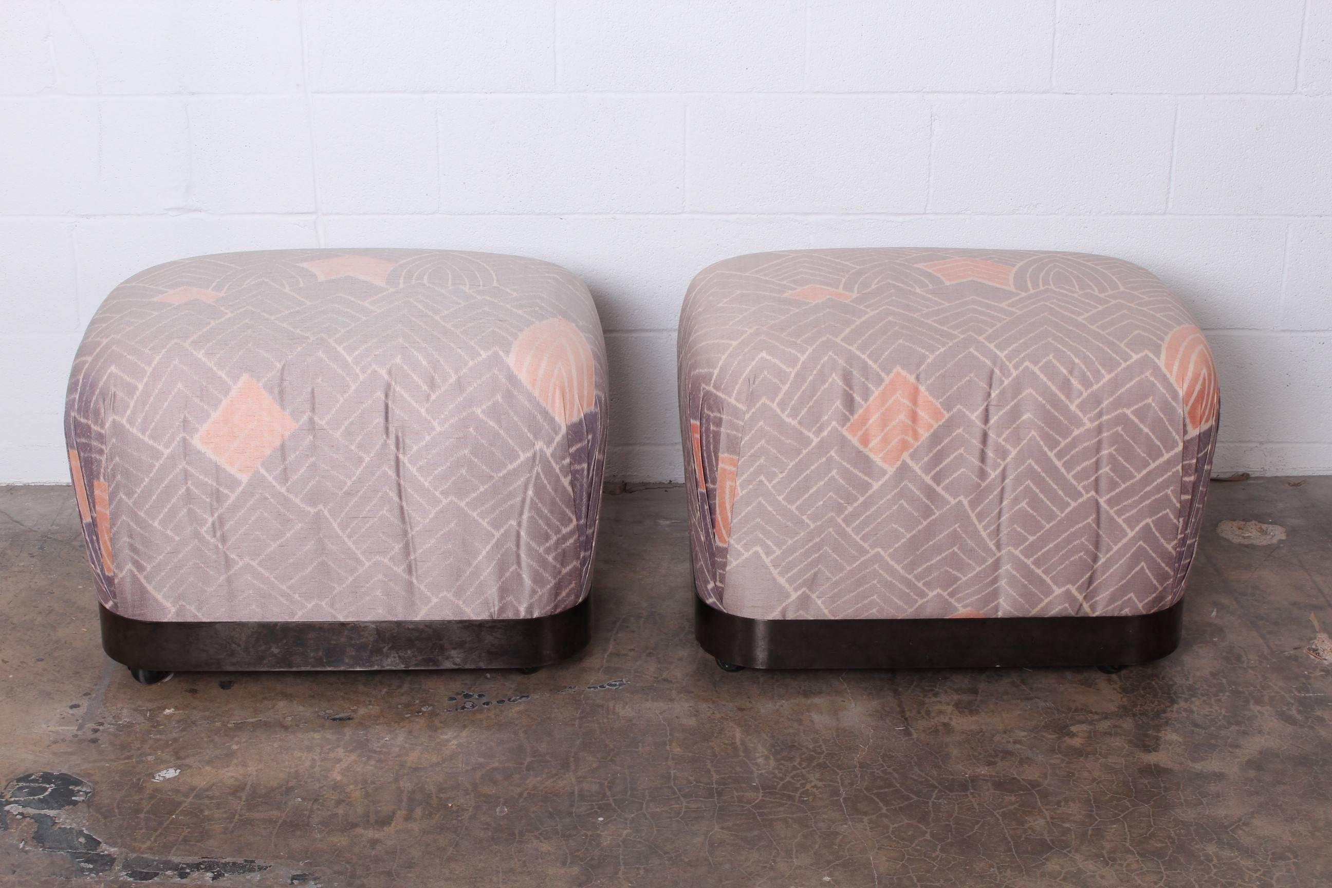 Pair of Ottomans / Poufs by Karl Springer In Good Condition In Dallas, TX