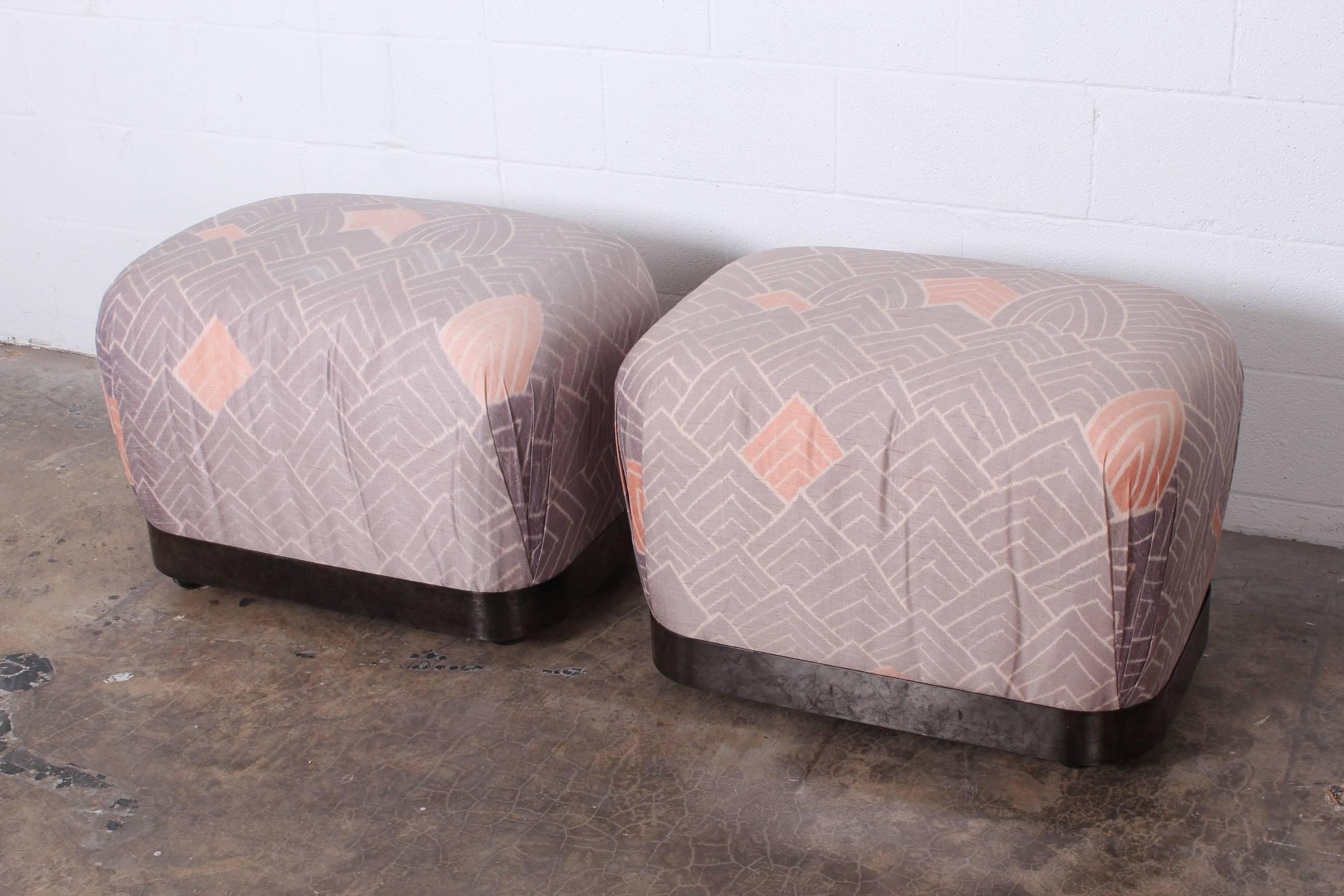 Late 20th Century Pair of Ottomans / Poufs by Karl Springer